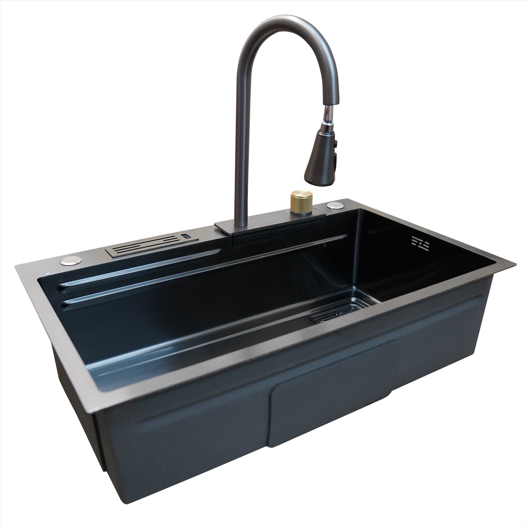 Kitchen Sink With Tap Multi-Purpose Nano Wash Basin Stylish Creative Sinks Black By Dapetz