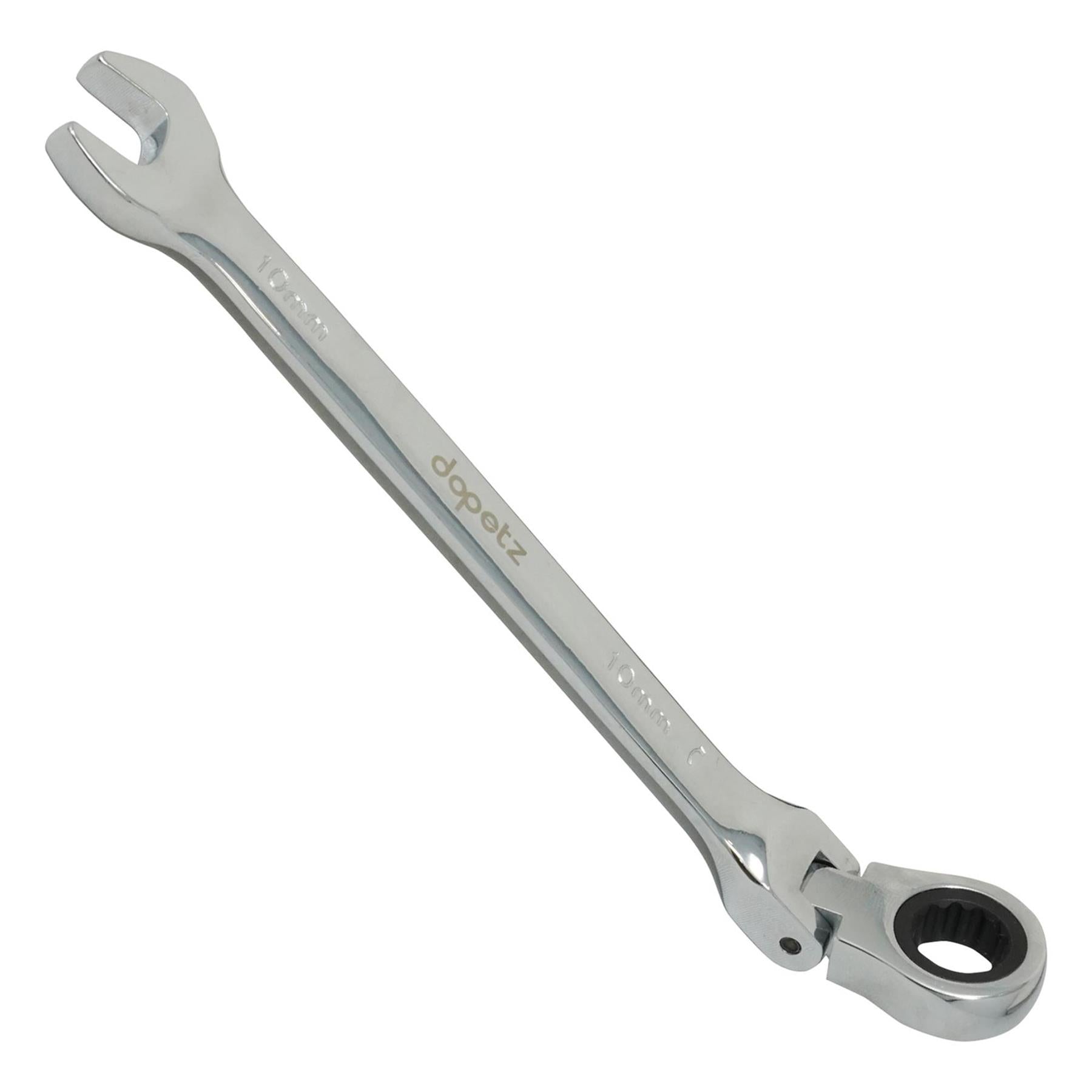 10mm Flexible Head Ratchet Metric Spanner Open End & Ring Chrome Plated for Corrosion Resistance By Dapetz