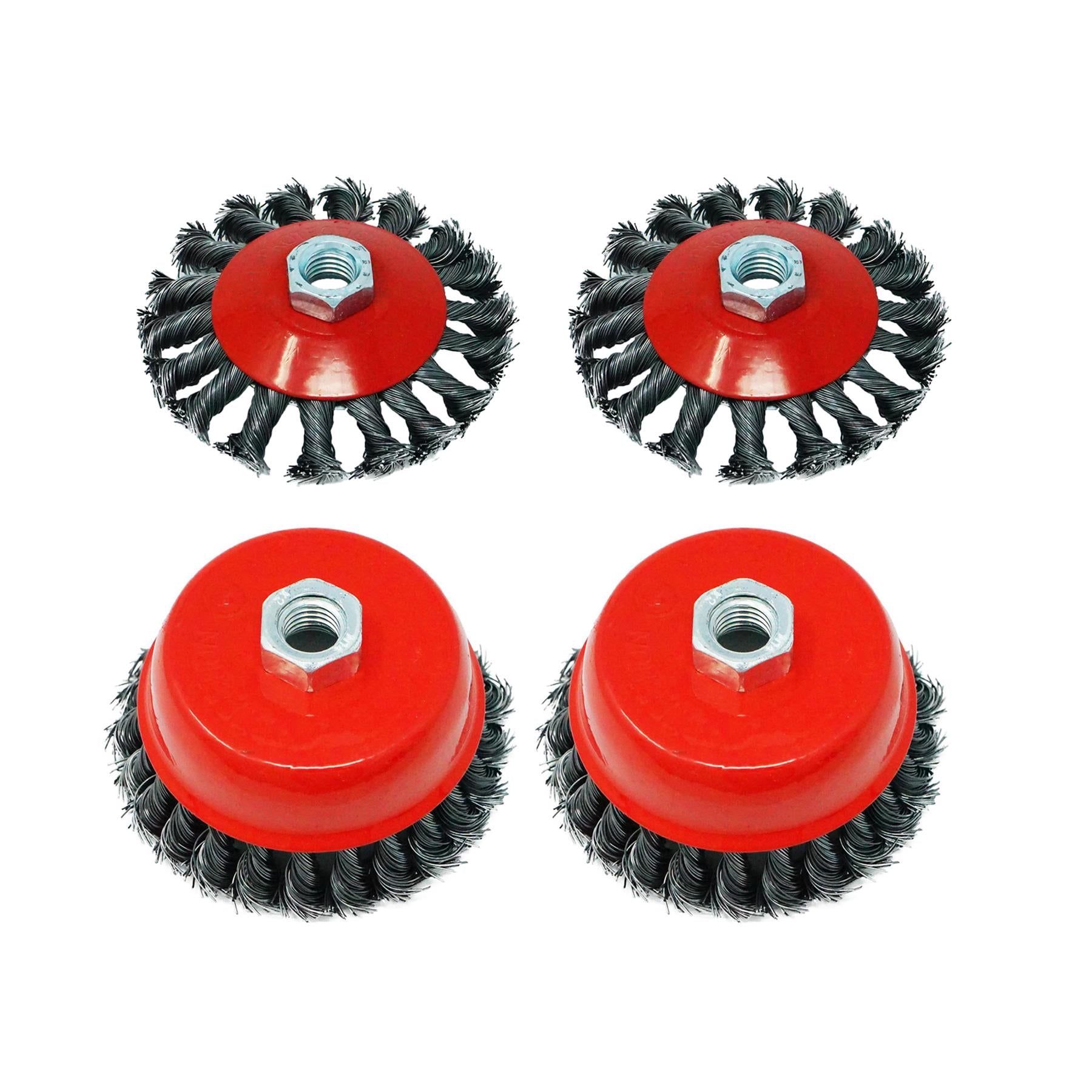 4PCs Twist Knot Semi Flat Wire Wheel Cup Brush Set Kit For 115mm Angle Grinder By Dapetz