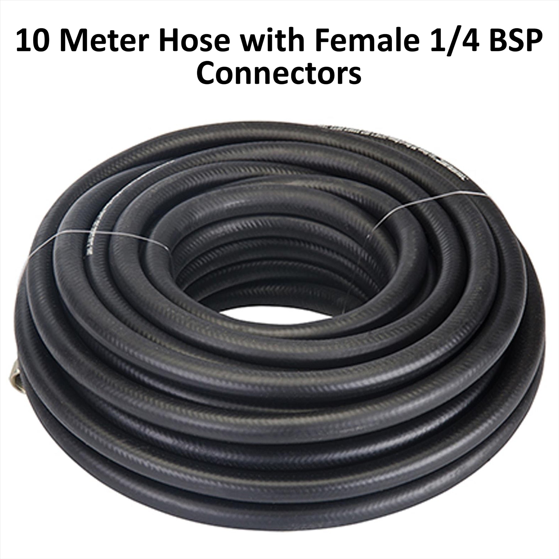 Rubber Air Compressor Hose Air Line 10m Metre 1/4" BSP Female End Bore 8mm 5/16"