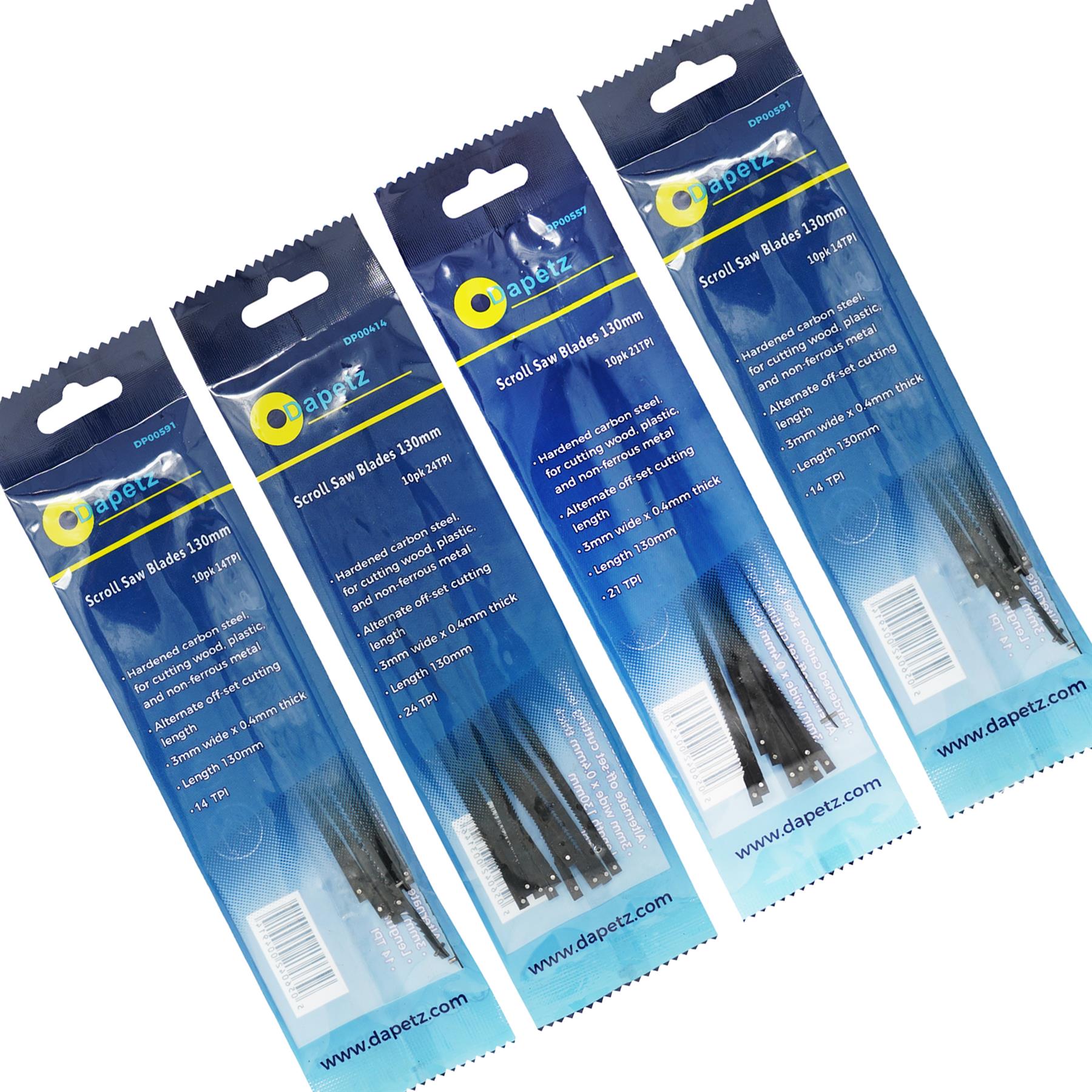 80 Scroll Saw Blades 10 Each 10, 14, 21 And 24 Tpi - Pin Ended - 130mm Long