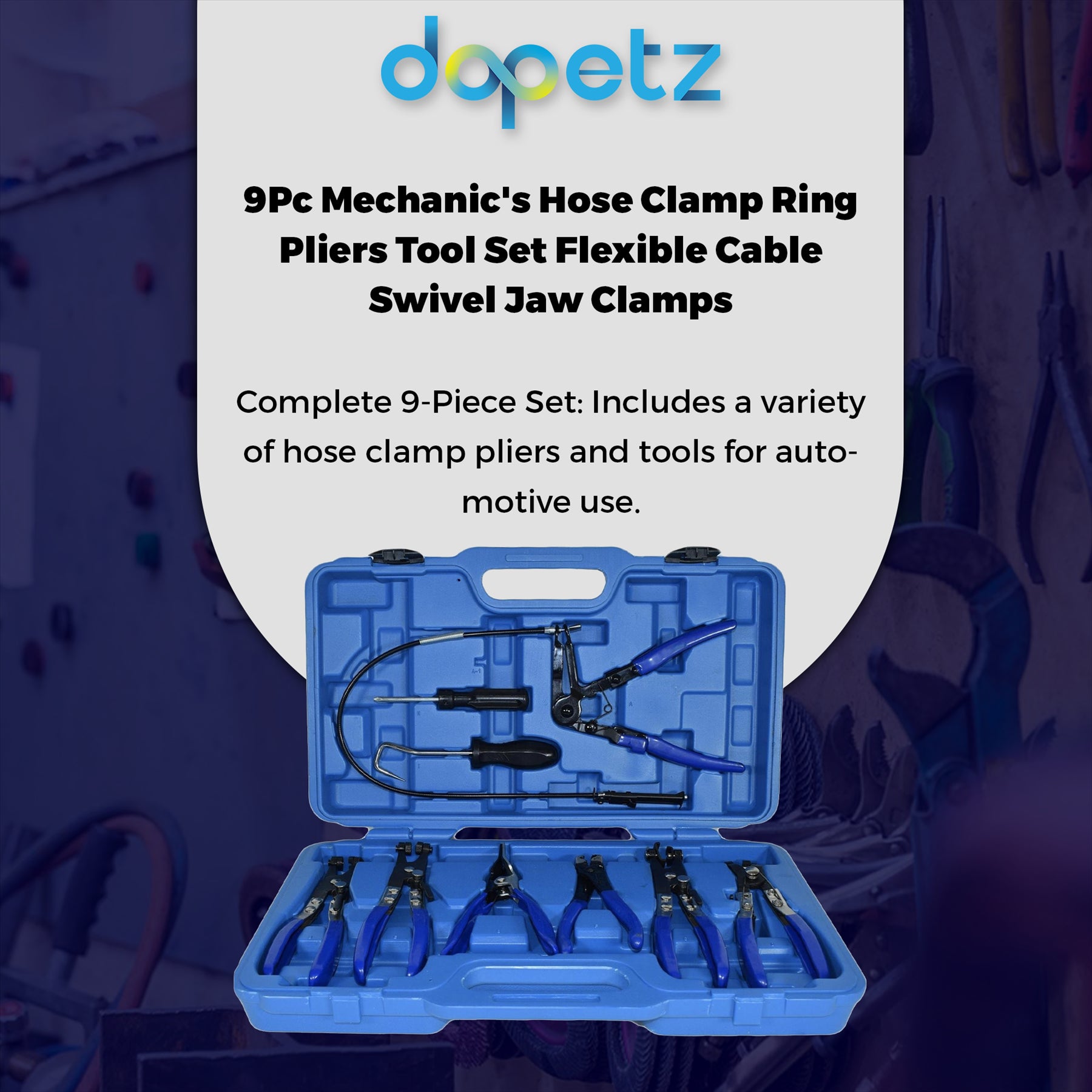 9 Pc Hose Clamp Pliers Removal Garage Tool Set Swivel Jaw Flat Band by Dapetz