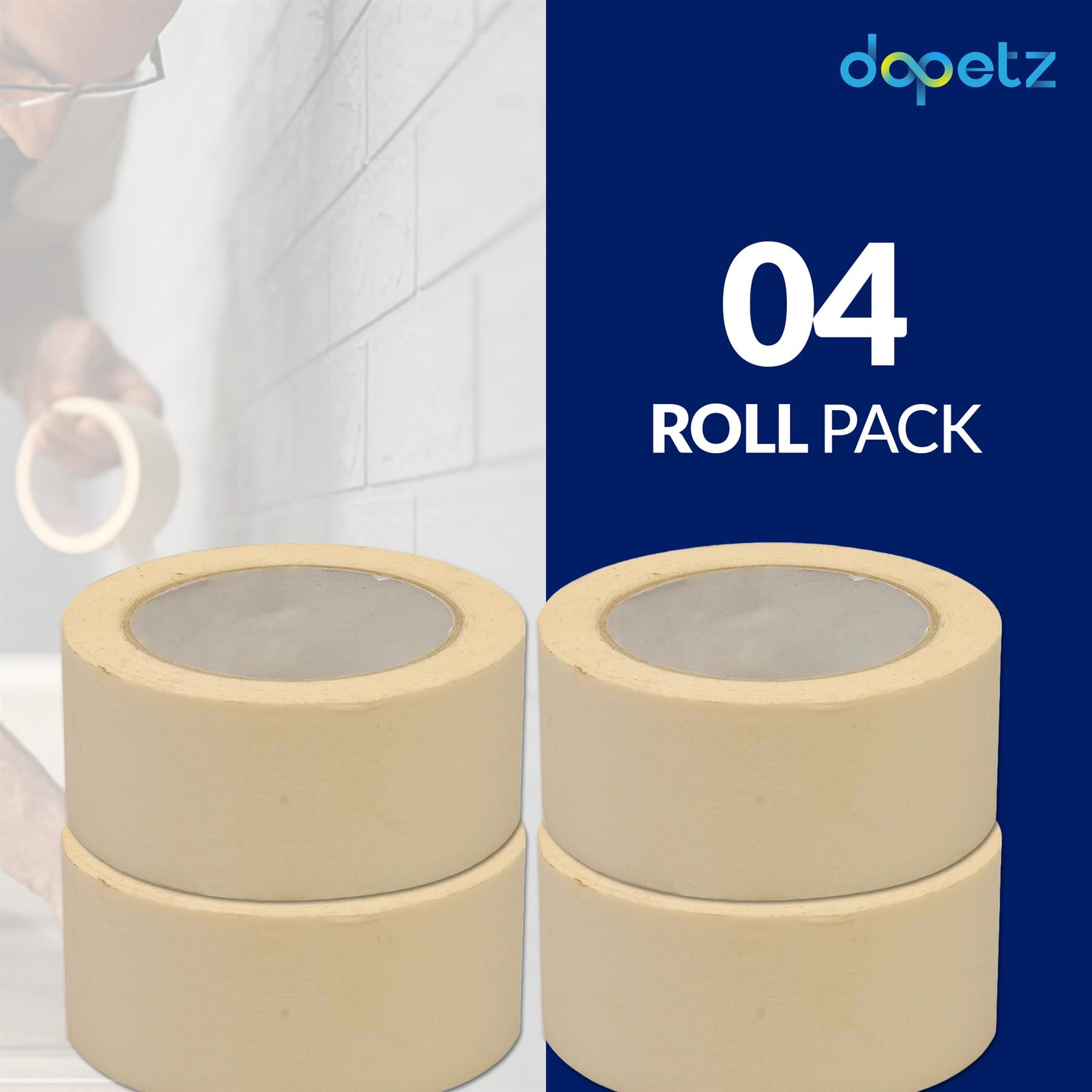 Masking Tape Professional Decorating Painting Extra Wide Mask 75mm x 50m 4PCS By Dapetz