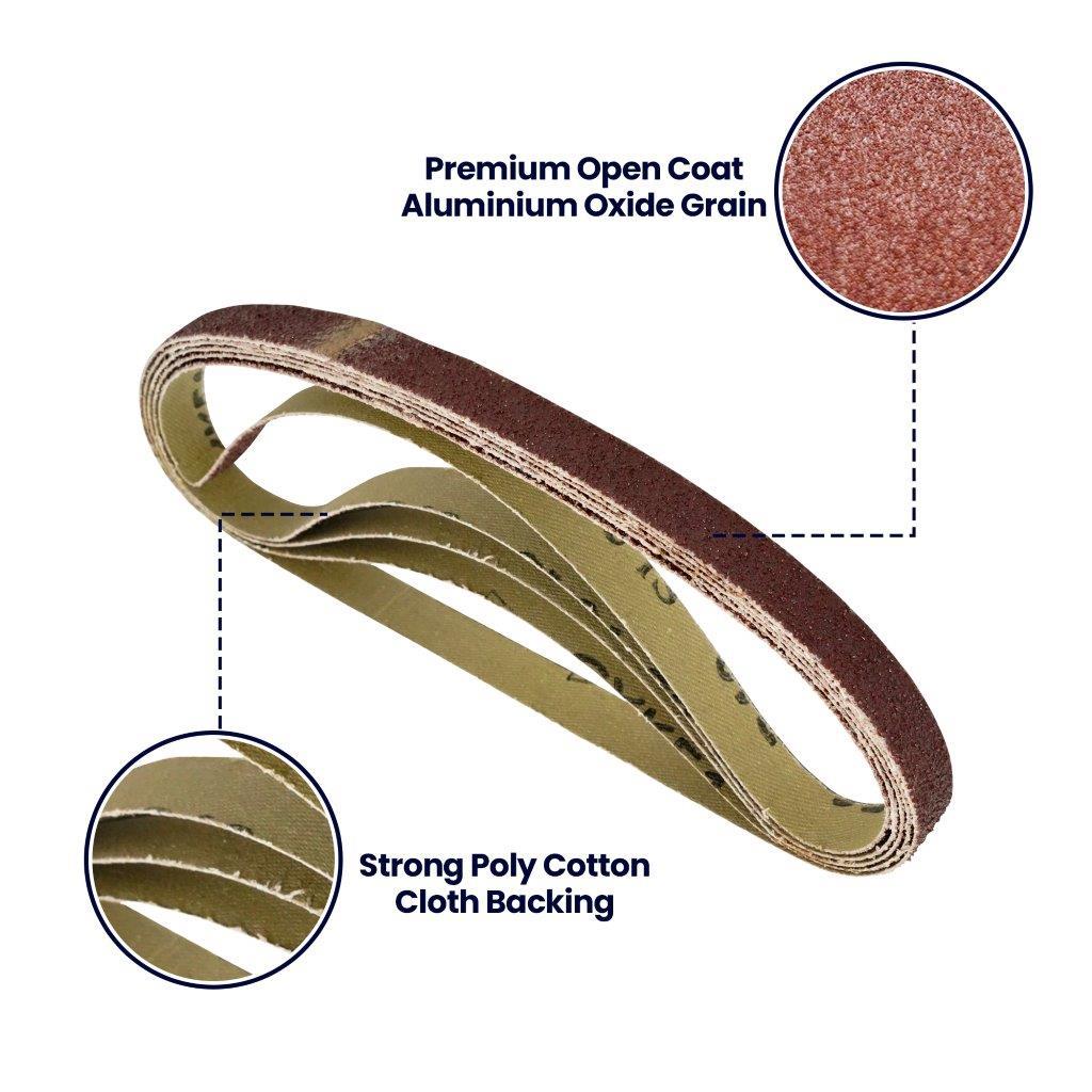 Sanding Belts 10Pcs 13 x 457mm 40 Grit Coarse Power File Finger Sander Abrasive by Dapetz