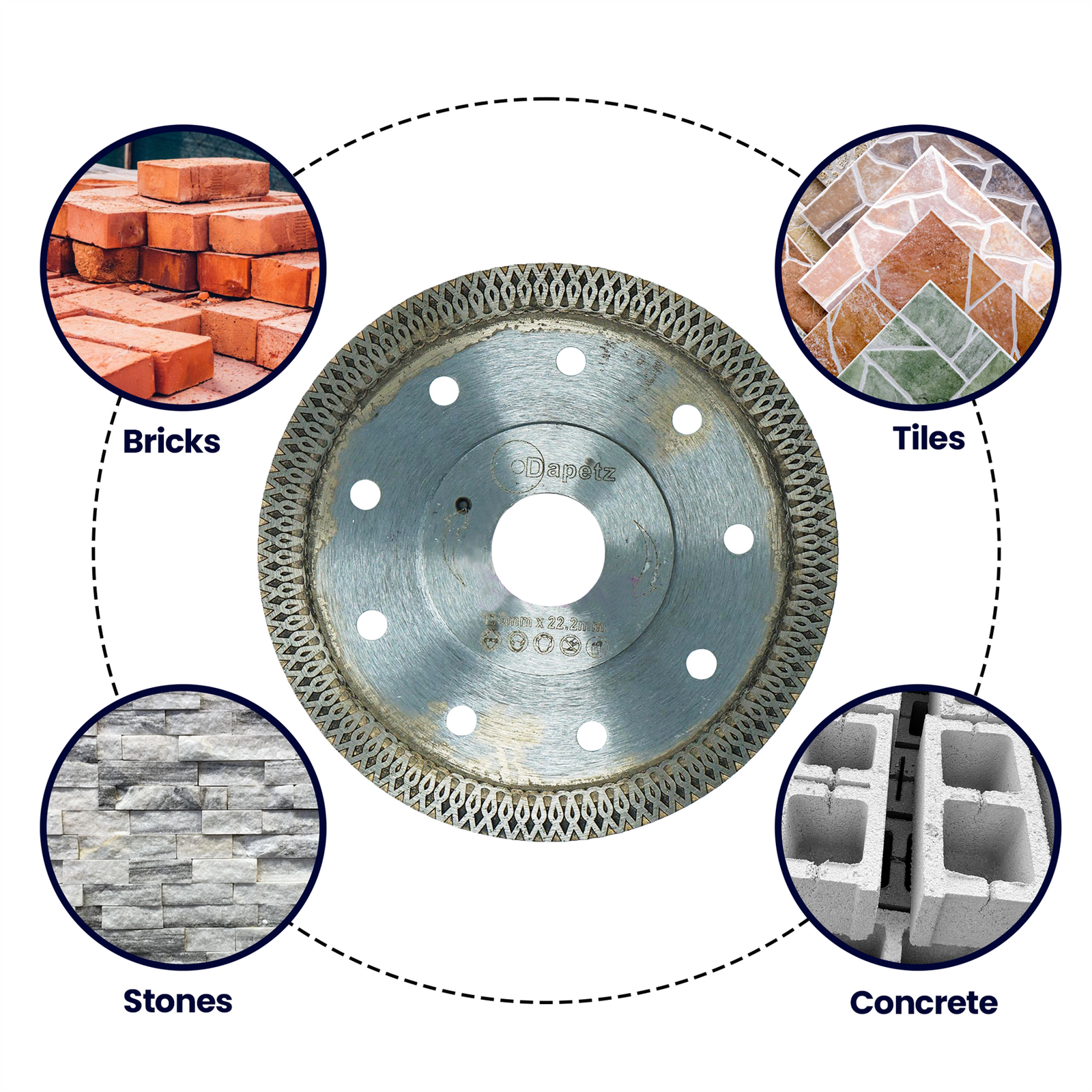 Diamond Disc Turbo 115mm Cutting (Hot Press Disc) with Flane by Dapetz