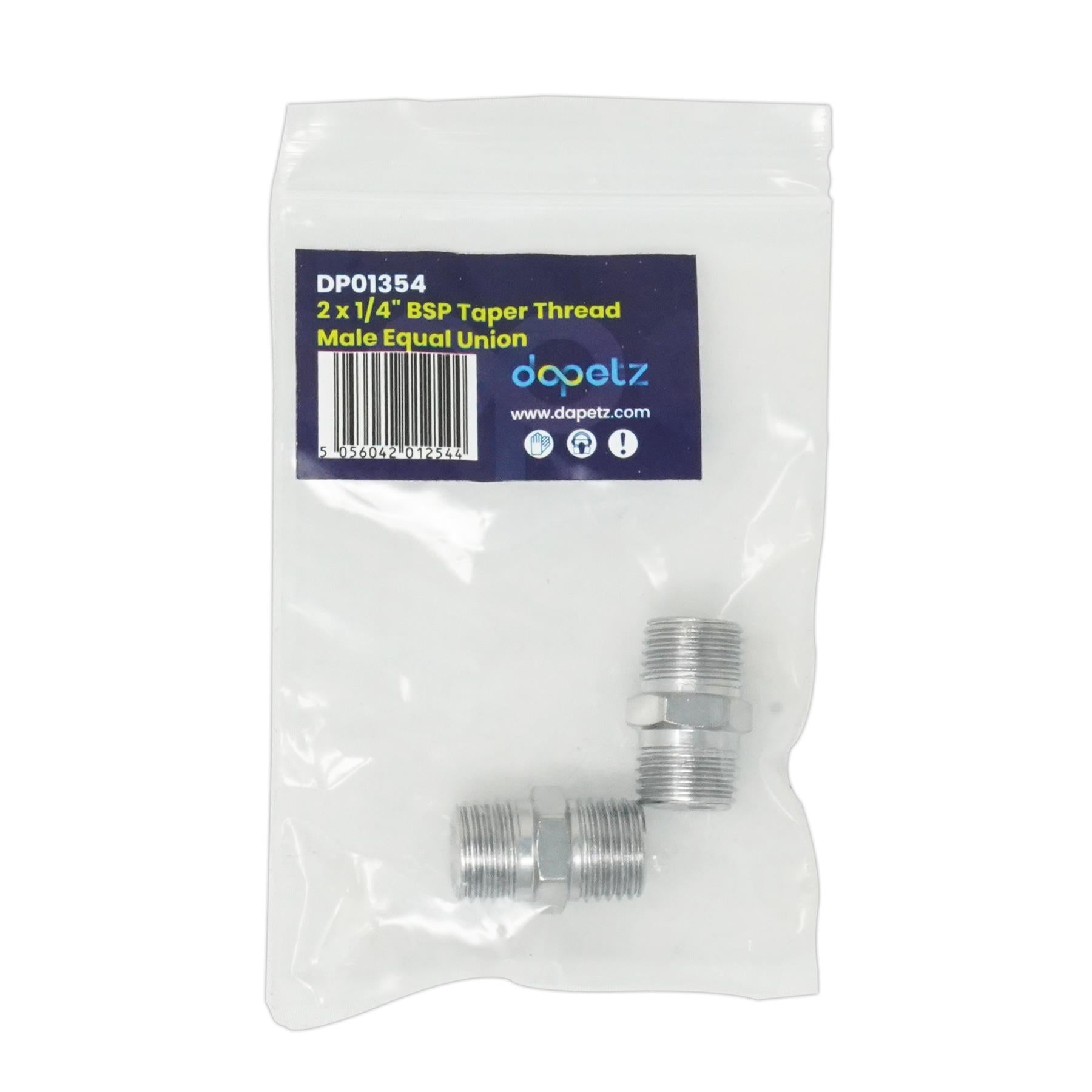 2 Equal Union Connector 1/4" Double Male Adaptor Airline Compressor Hose Fitting