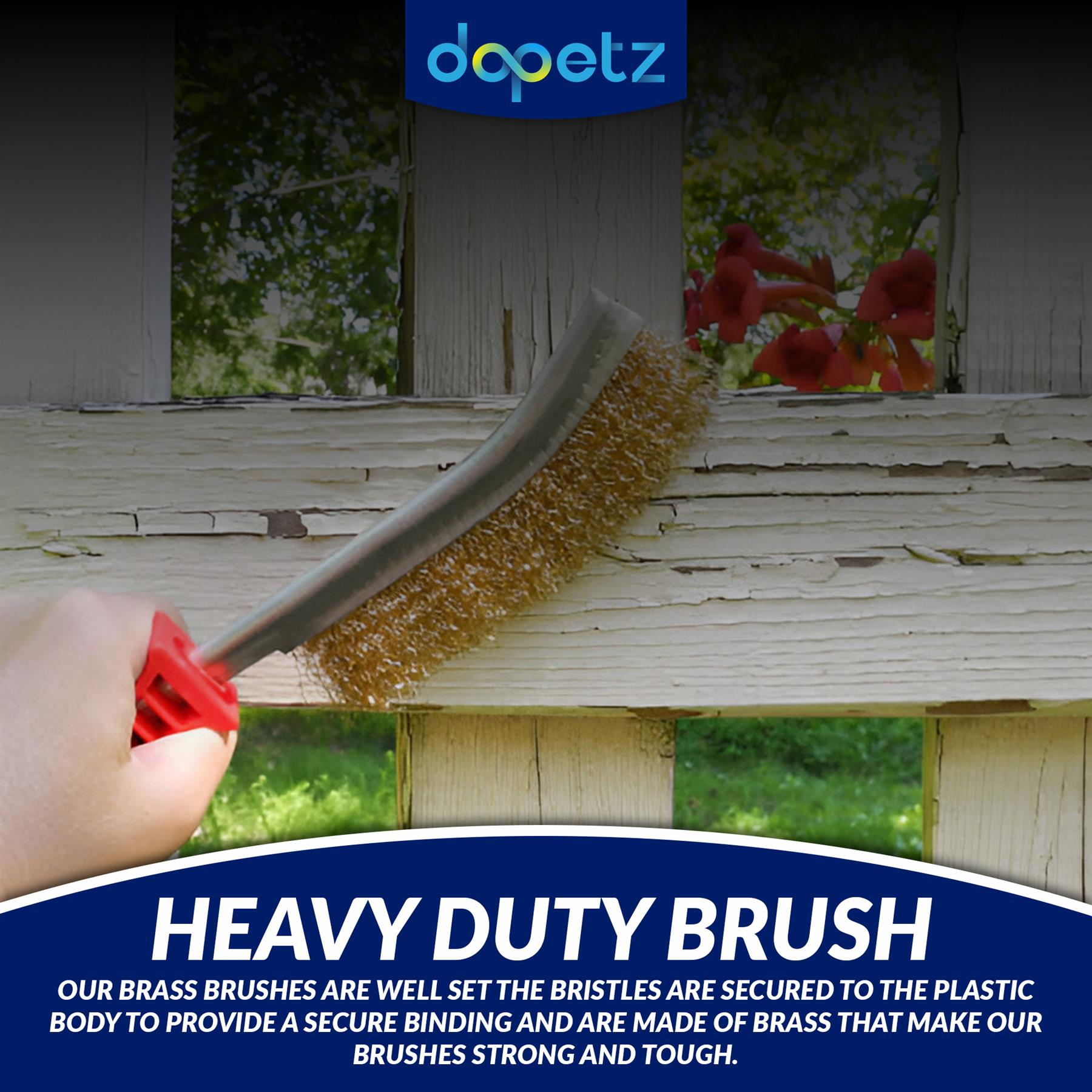 Brass Coated Hand Wire Brush With Plastic Handle . Heavy Duty DIY Tool Paint Rust Remover 35mm by Daptez