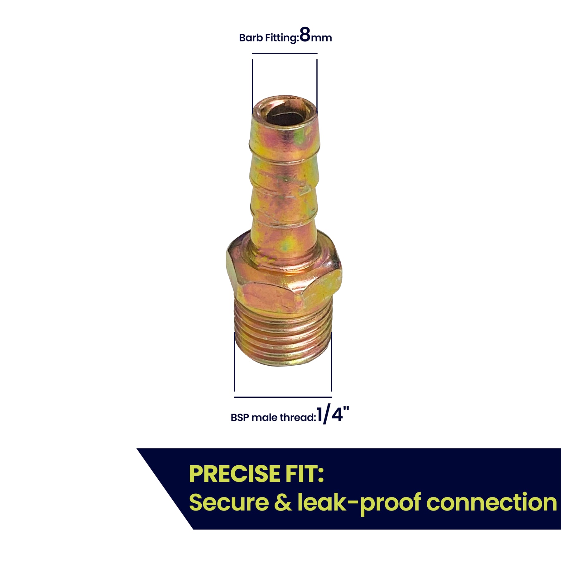 Brass 1/4" BSP to 8mm Male Barb Hose Tail Fitting Fuel Air Gas Water Hose Oil