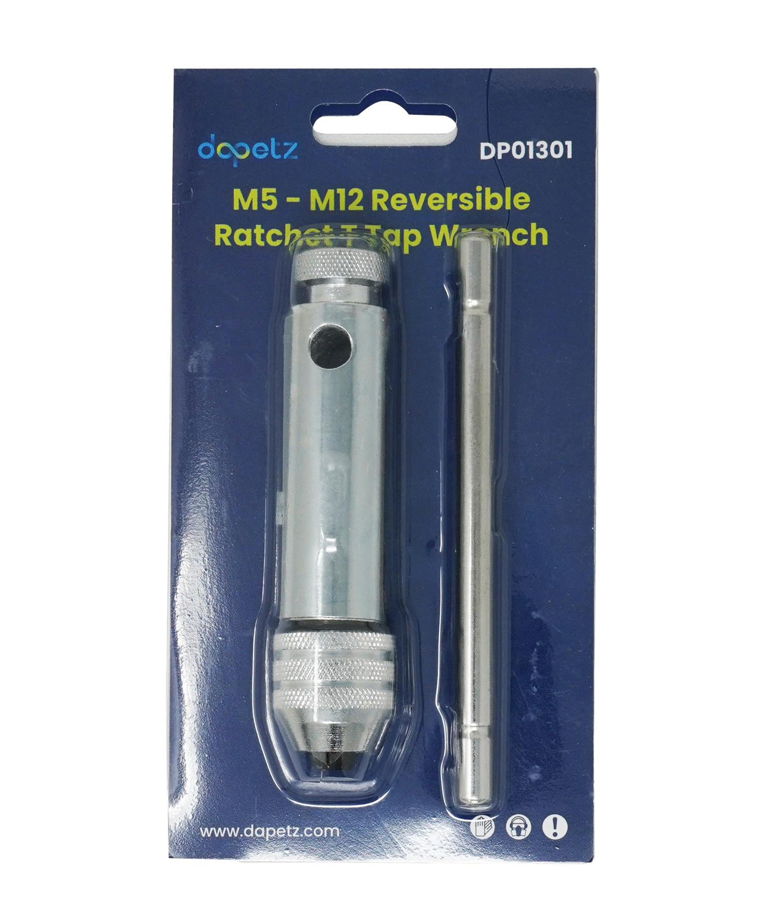 Reversible T-Bar Ratchet Tap Wrench M5-M12 for Precise Threading By Dapetz