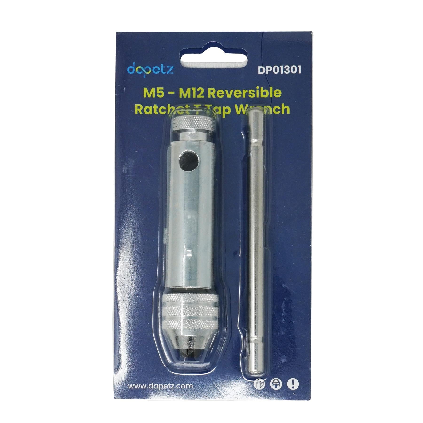 Reversible T-Bar Ratchet Tap Wrench M5-M12 for Precise Threading By Dapetz