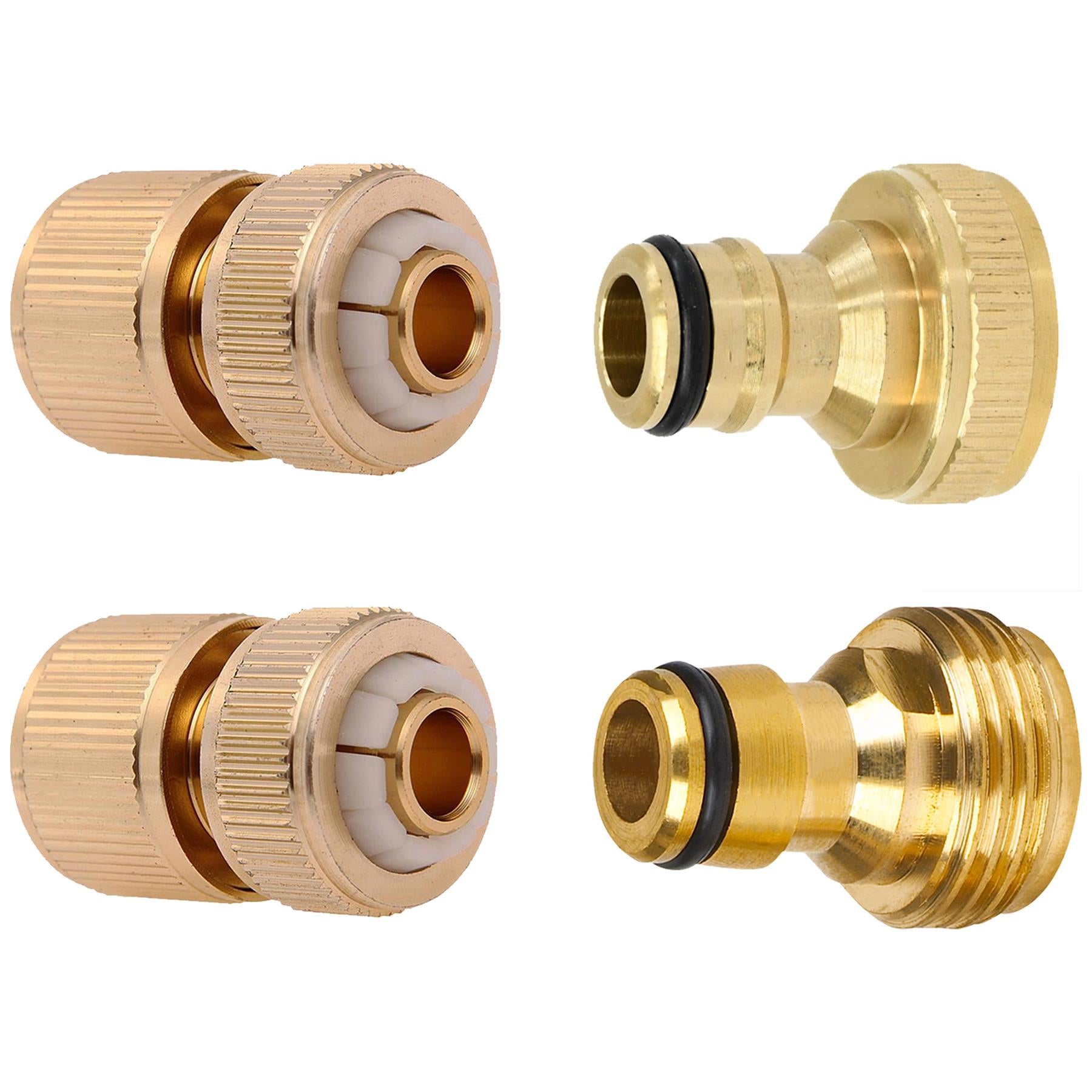 4Pc Brass Hose Pipe Fitting Connectors Adaptor Garden Tap Watering Set By Dapetz