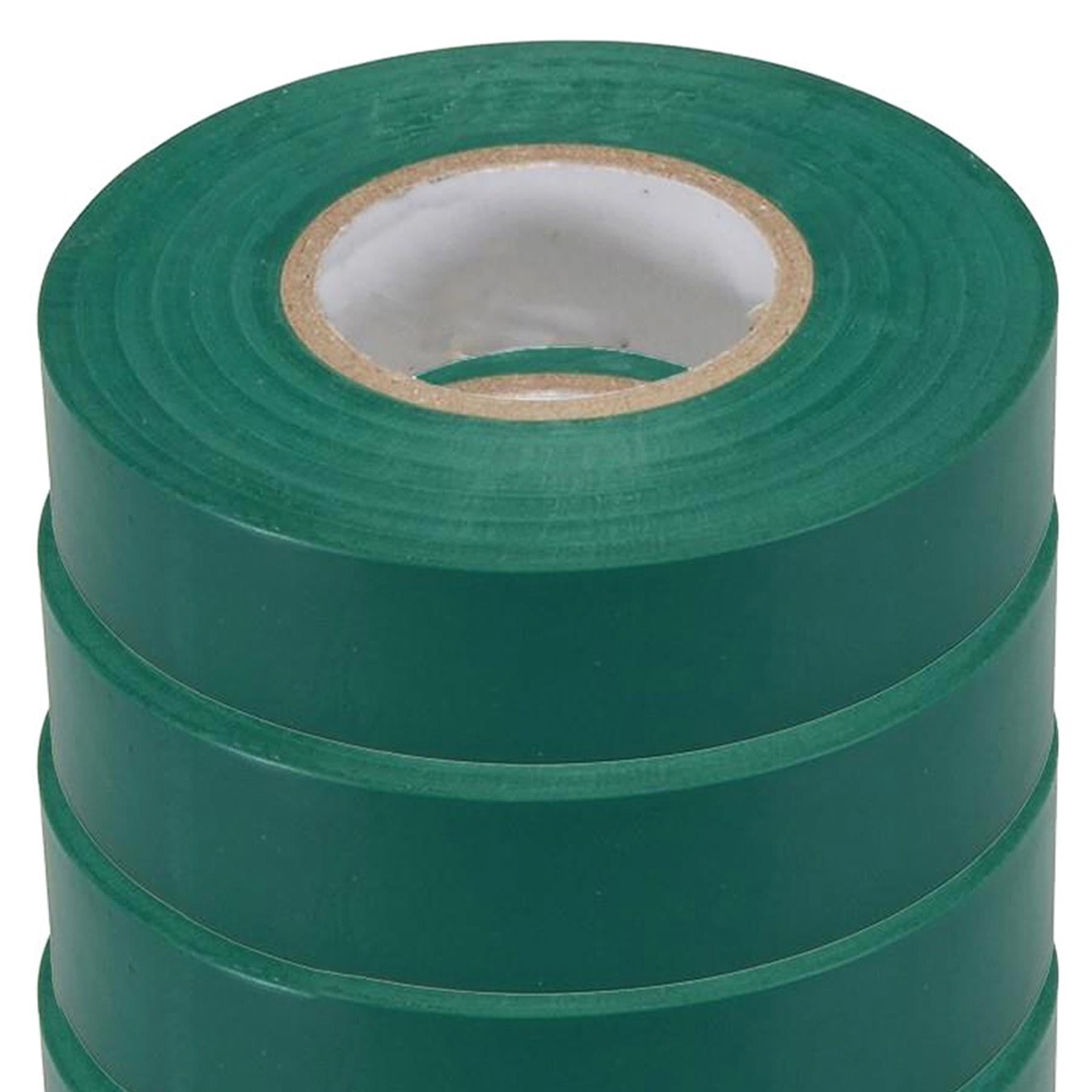 (Pack of 10) Electrical PVC Insulation Tape 22m Flame Retardant Rolls Green by Daptez