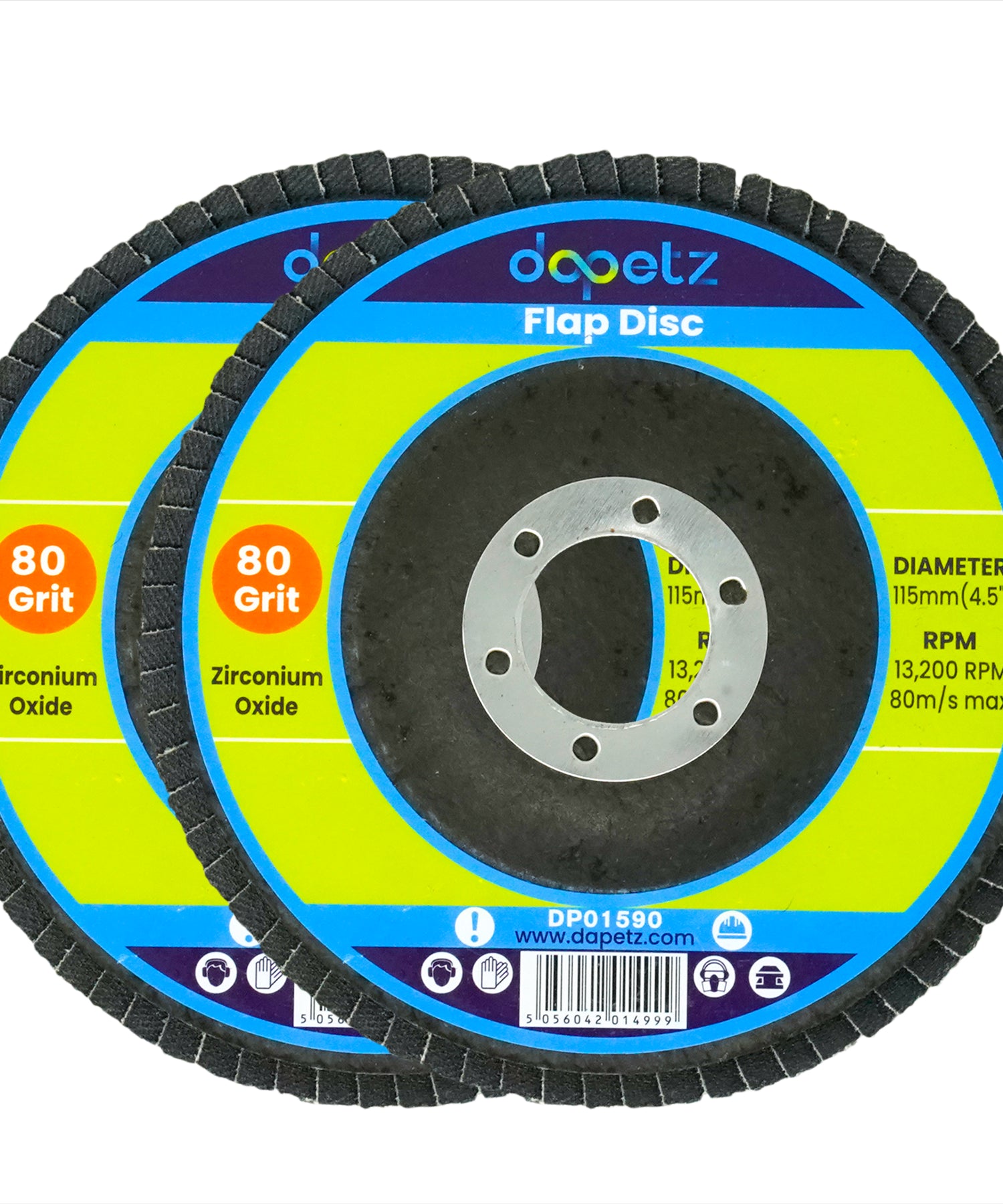 2pcs Flap Grinding Sanding Discs 115mm 4.5" 80 Grit Zirconium Oxide By Dapetz