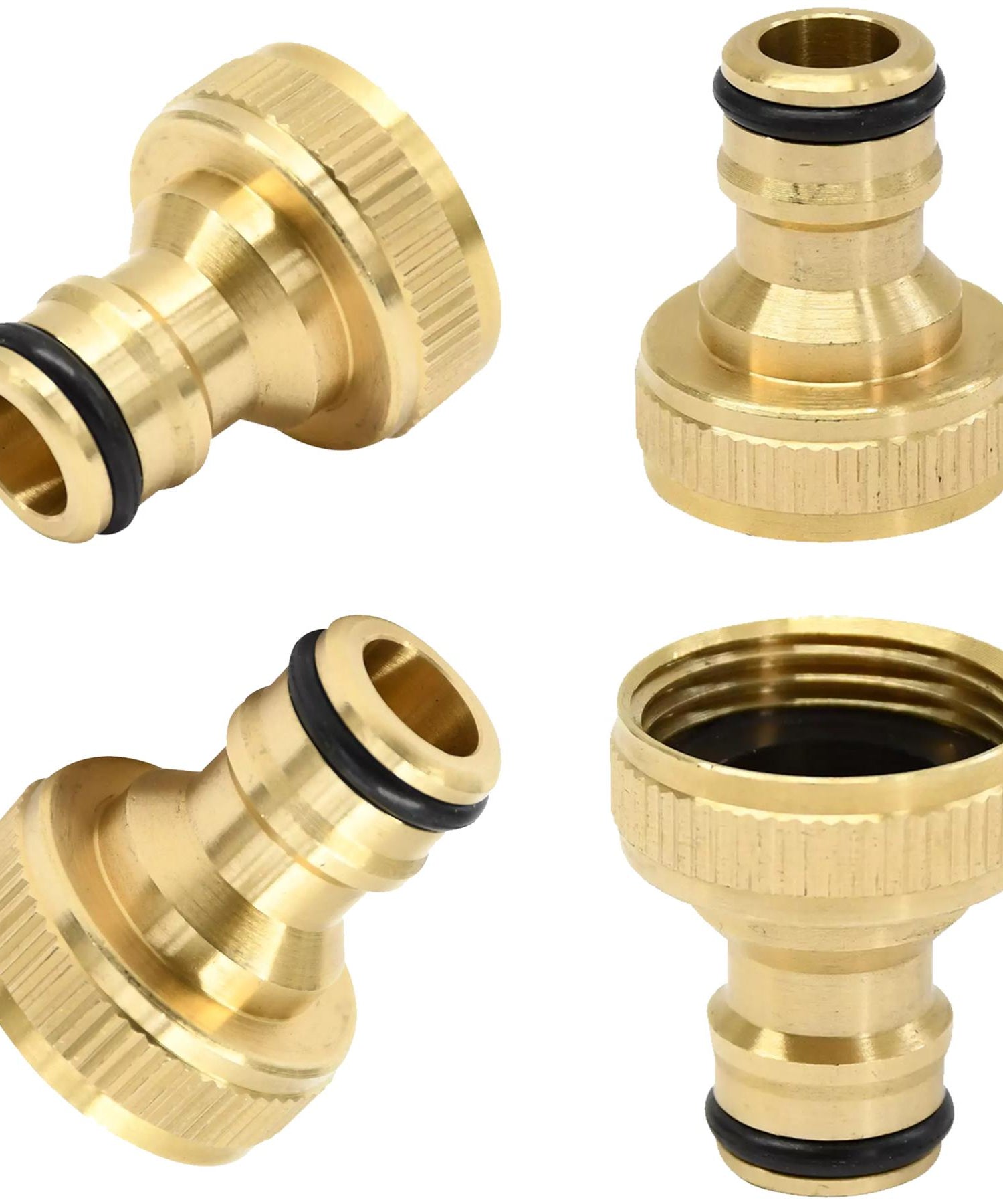 4x Brass Hose Tap Connector 3/4" Threaded Garden Water Pipe Adaptor Fitting By Dapetz