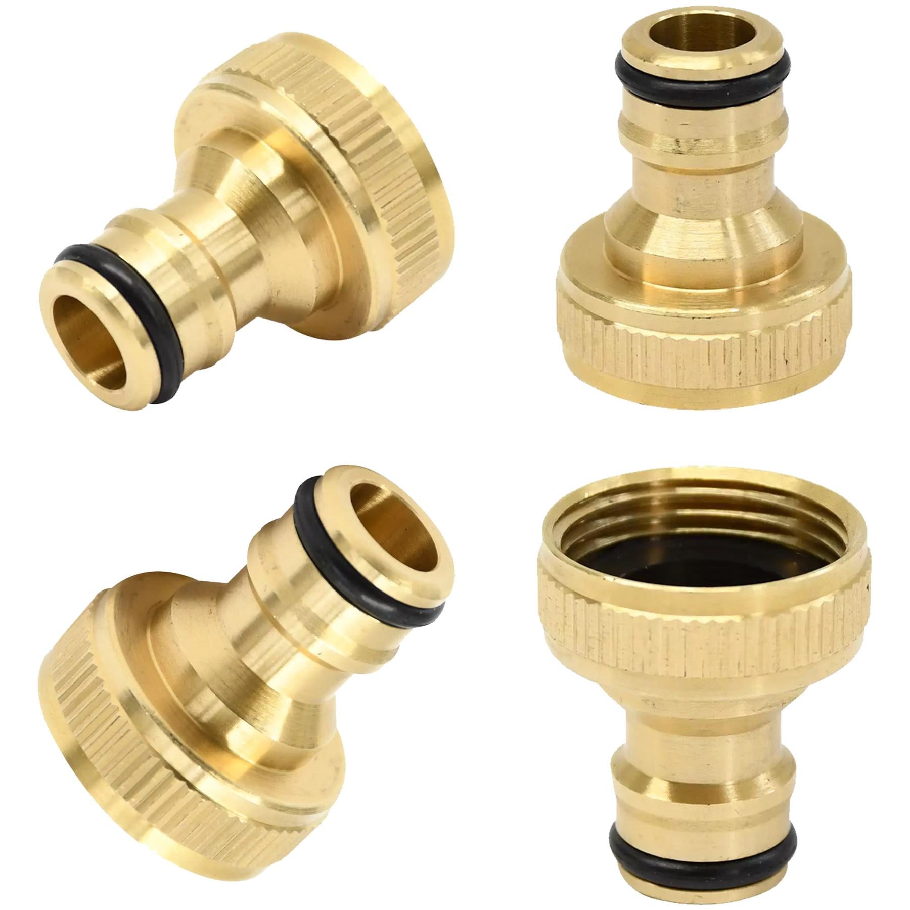 4x Brass Hose Tap Connector 3/4" Threaded Garden Water Pipe Adaptor Fitting By Dapetz