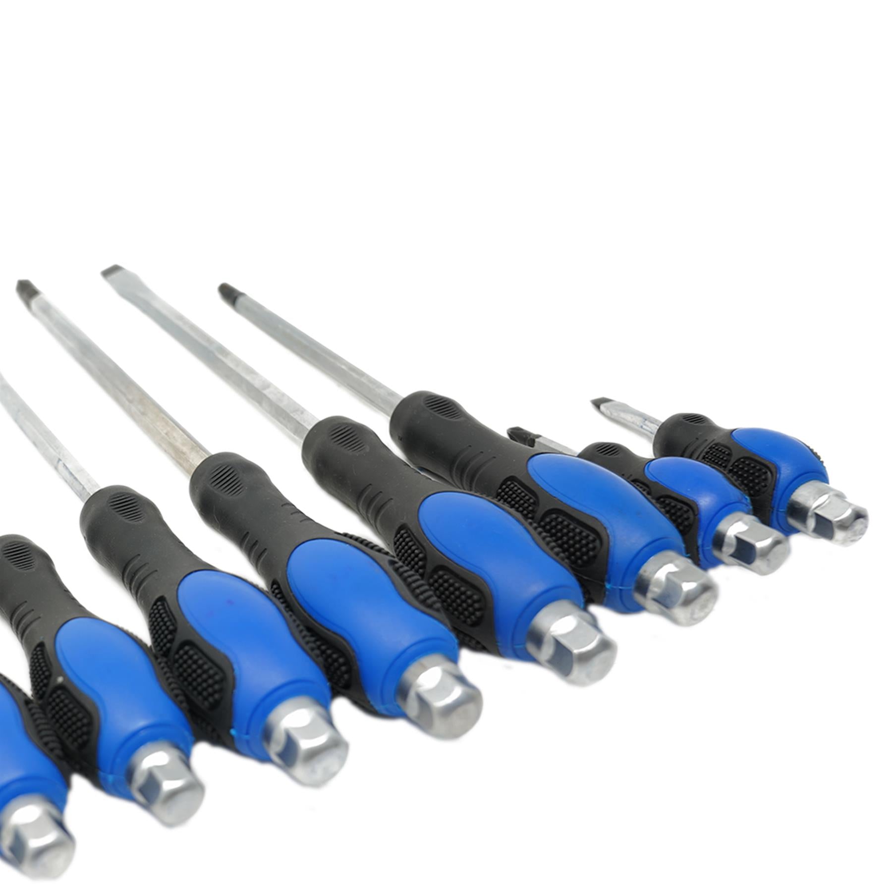 Dapetz Magnetic Screwdriver Set Cushion Grip Handle Flat & Cross Head (12 Pack)