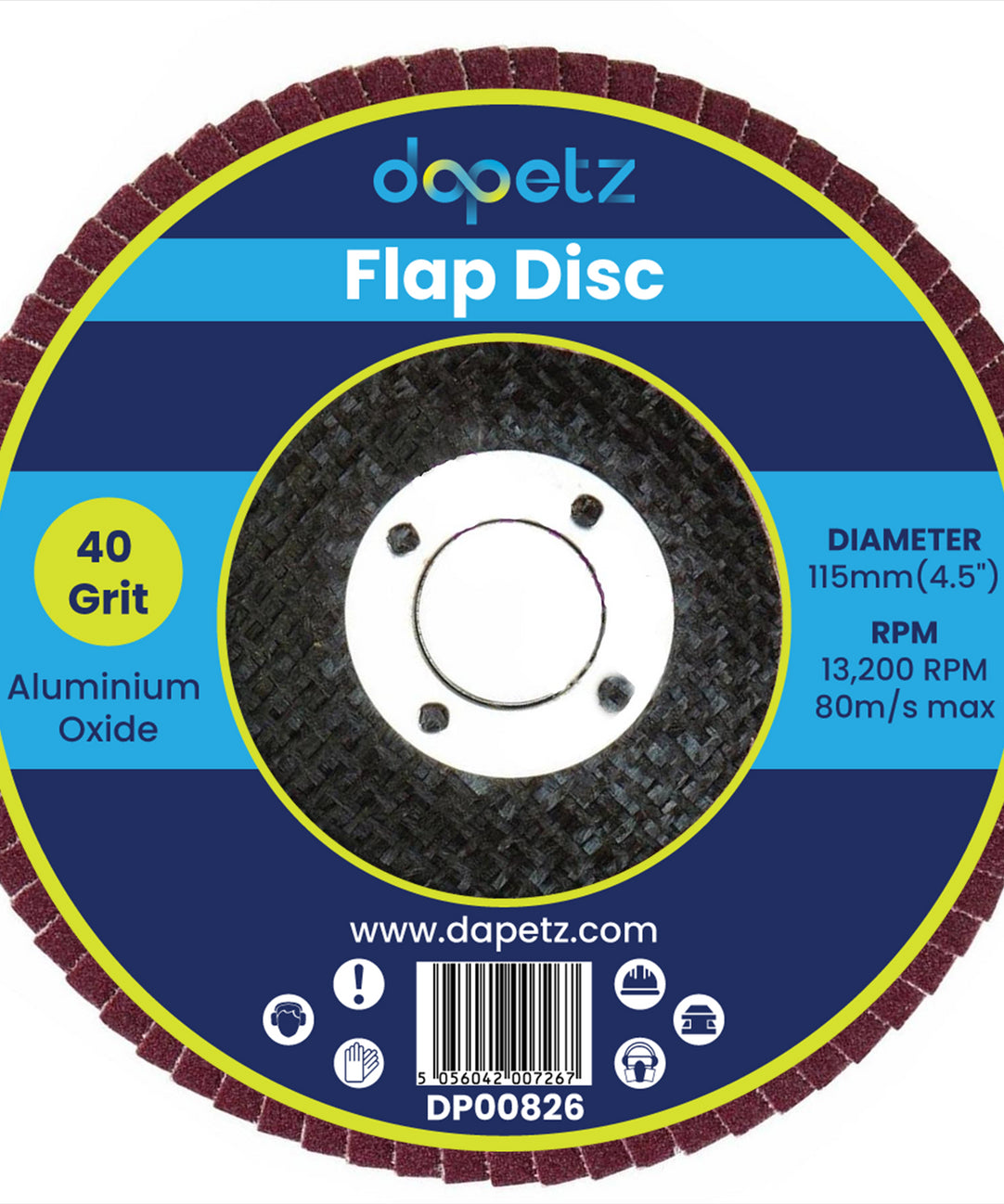 (Pack of 2) Angle Grinder Aluminium Oxide FLAP DISCS Grinding Wheels 115mm 4.5'' 40 Grit  by Daptez
