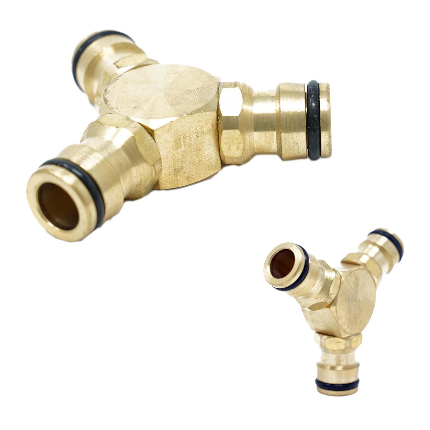 3 Way Hose Quick Connector 1/2" Brass Male Solid Joiner | Garden Work Kit by Dapetz