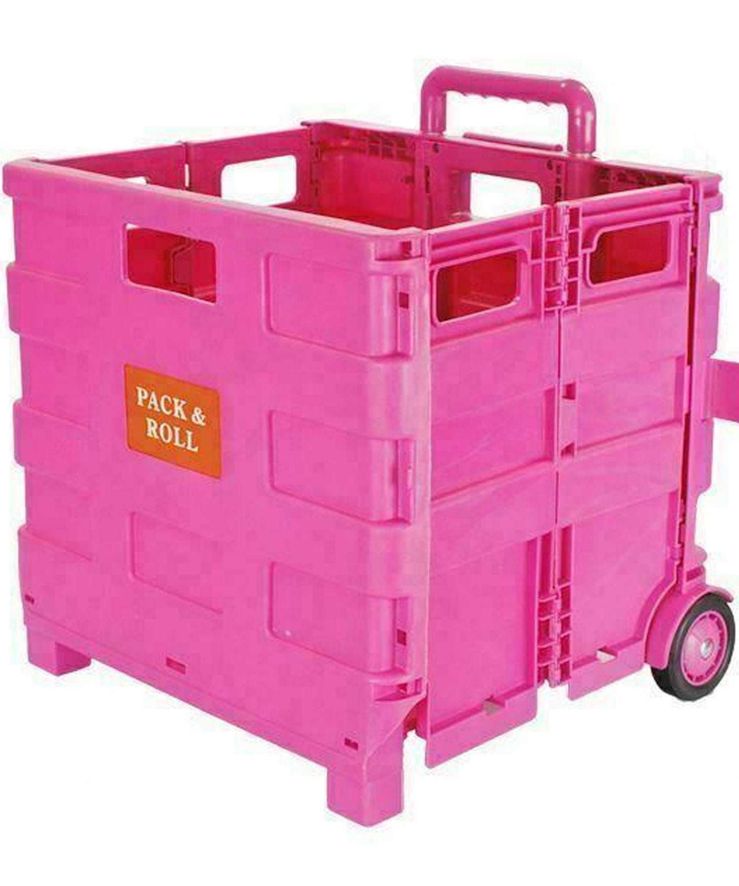 Dapetz Folding Shopping Trolley Foldable Cart Boot Fold Up Storage Box Crate 25kg Load Capacity - Pink