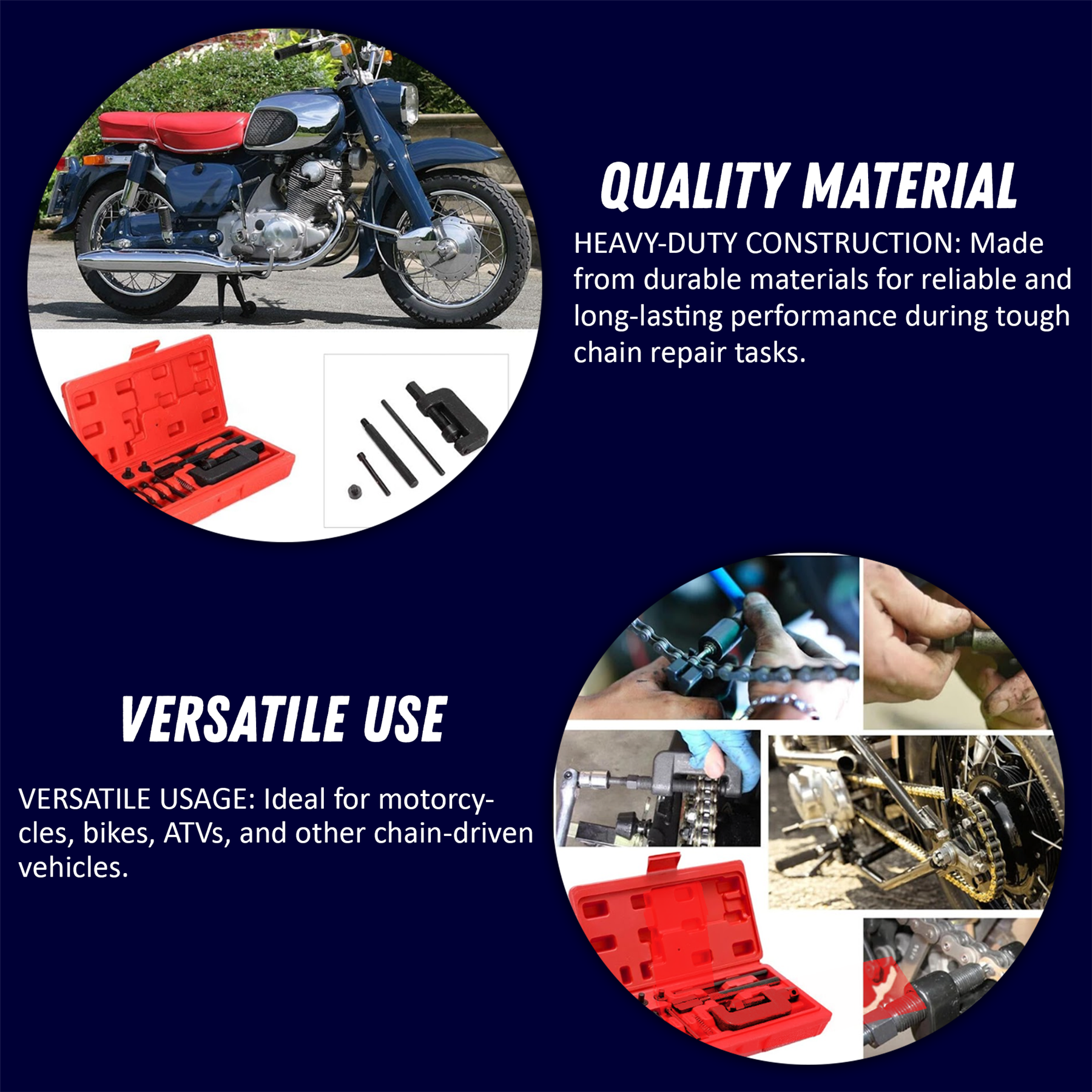 Motorcycle Chain Breaker Splitter & Riveting Tool Set – Heavy Duty Repair Kit By Dapetz