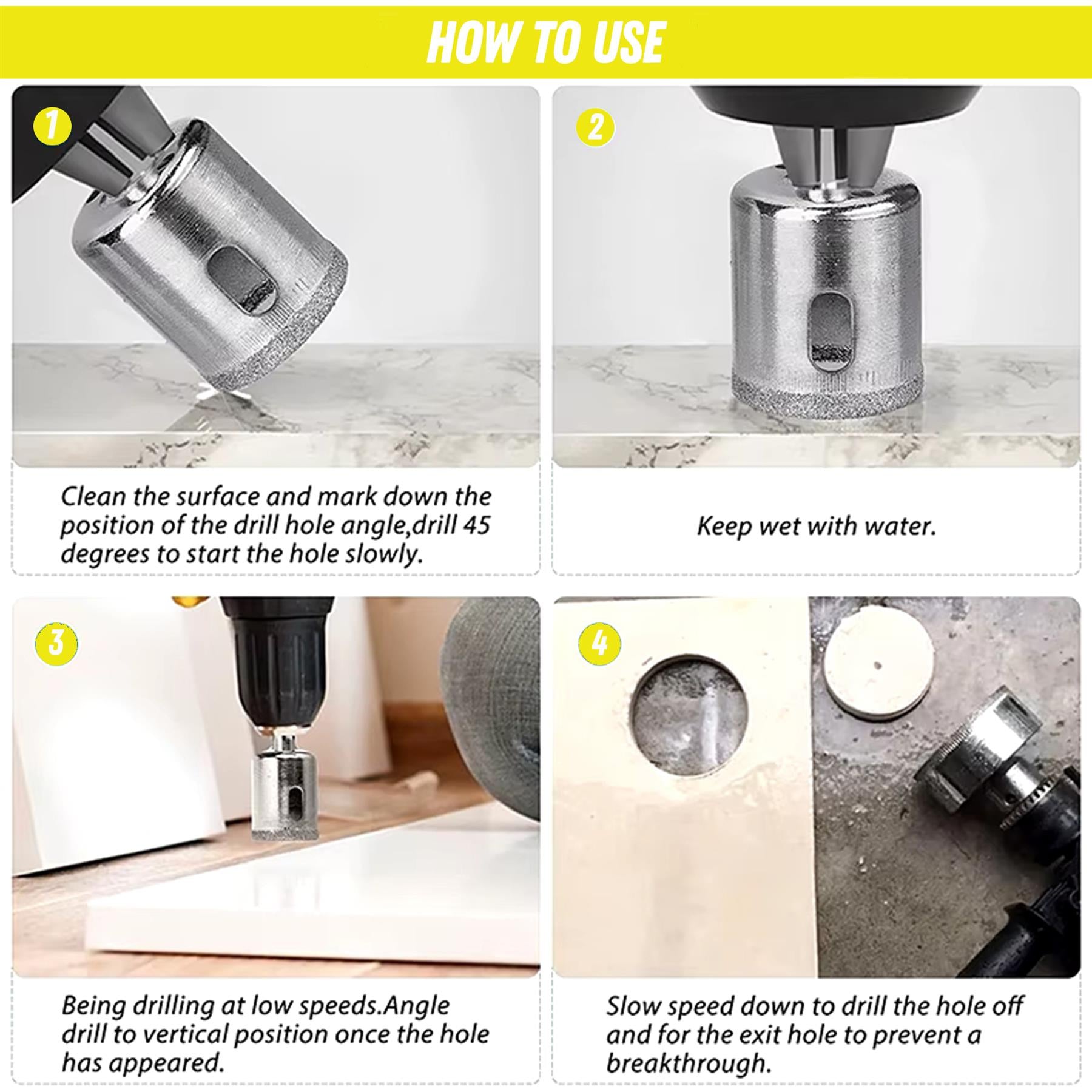 Diamond Holesaw 95mm Drill Bit Cutter – Tile, Ceramic, Glass, Porcelain, Marble By Dapetz