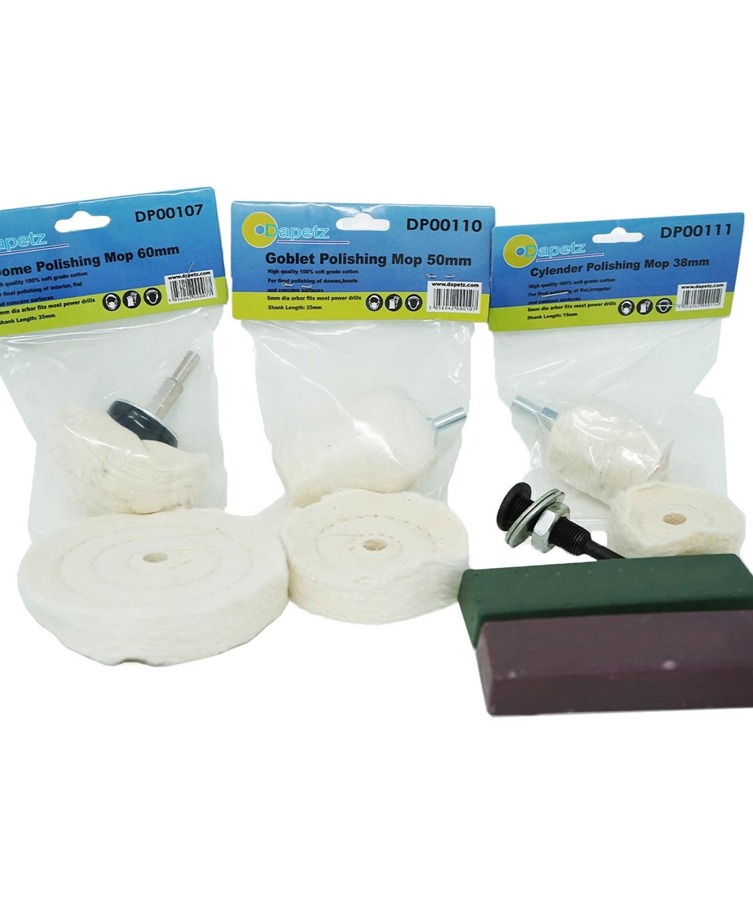 Quality 9Pc Polishing Kit Dome Goblet Cylinder Mop Buffing Wheel Compound By Dapetz