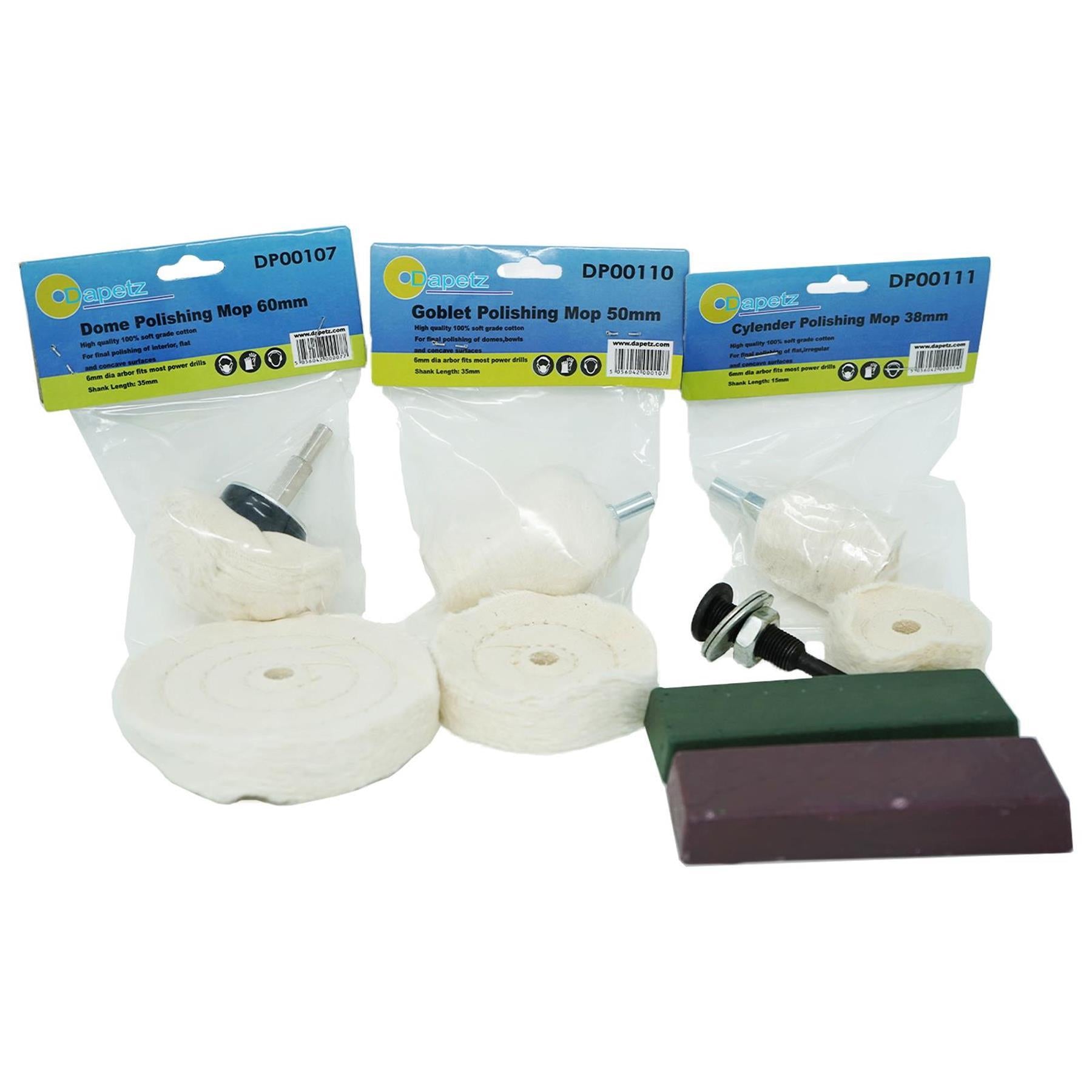 Quality 9Pc Polishing Kit Dome Goblet Cylinder Mop Buffing Wheel Compound By Dapetz