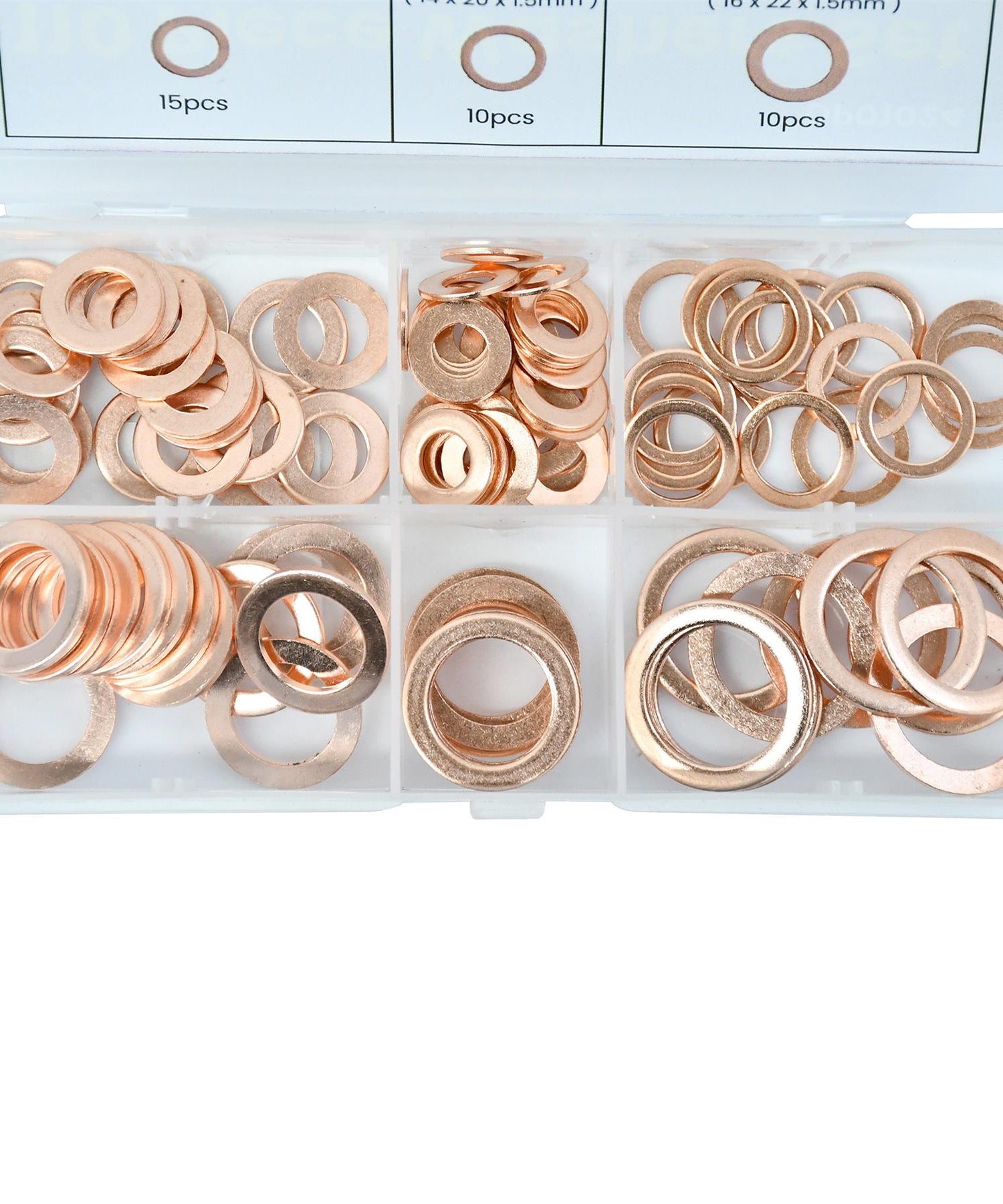 Assorted Box 110 Piece Imperial Washers Solid Copper Sump Plug Washer Set New By Dapetz