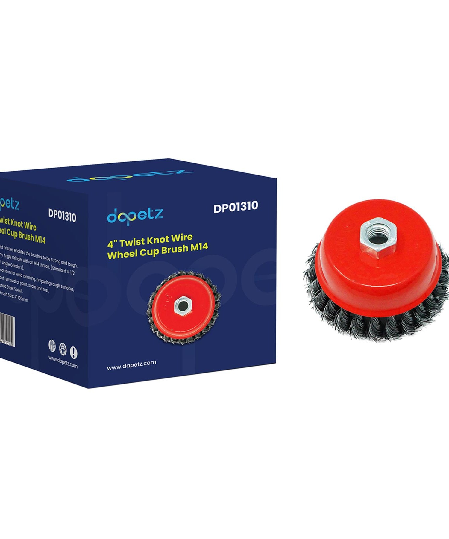 Twist Knot Wire Wheel Cup Brush 4" M14 for 4 1/2" 110mm Angle Grinder 10 Pack By Dapetz