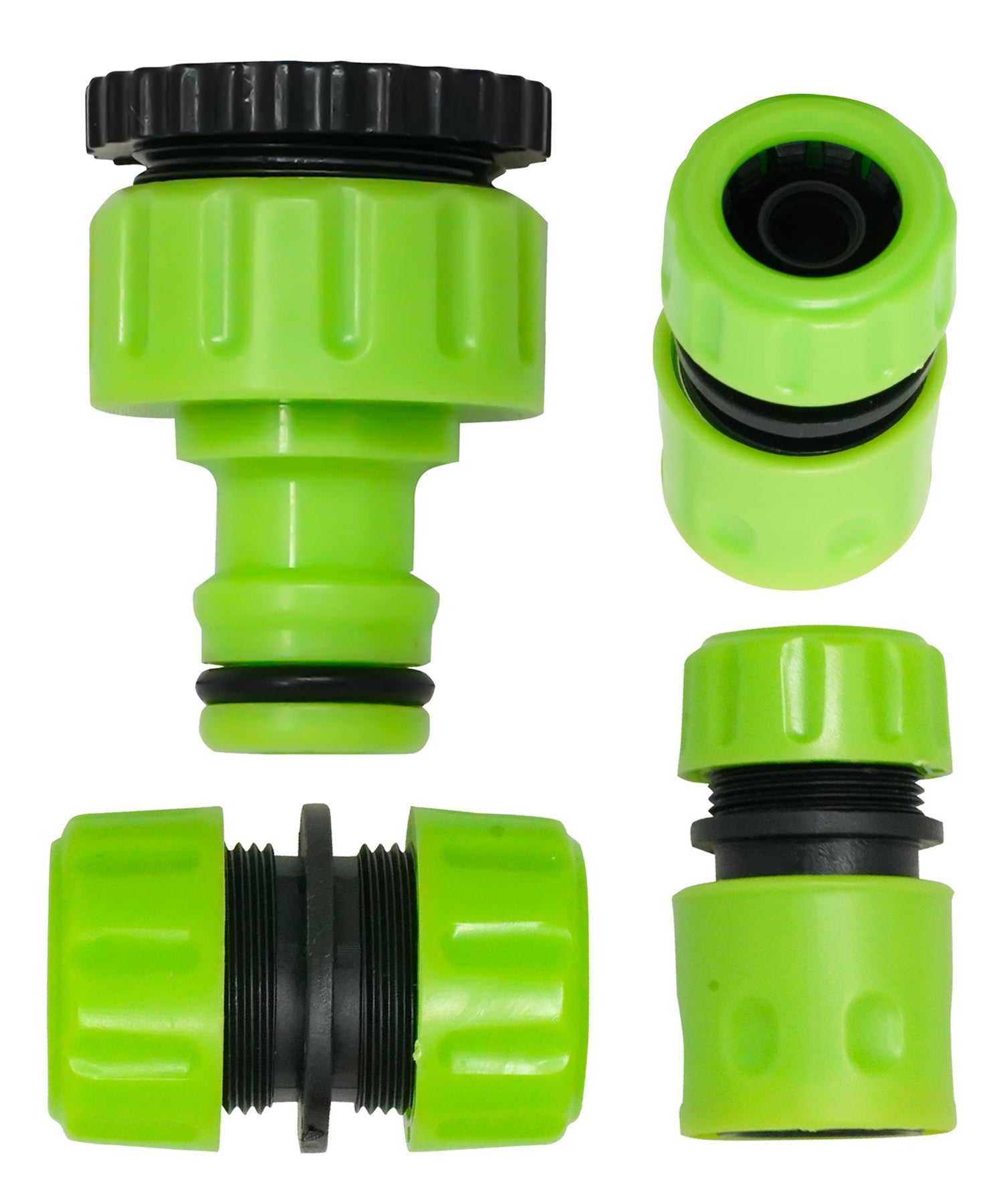 4PC Garden Hose Pipe Fitting Set Adaptor Joiner Waterstop Connectors 1/2", 3/4" By Dapetz