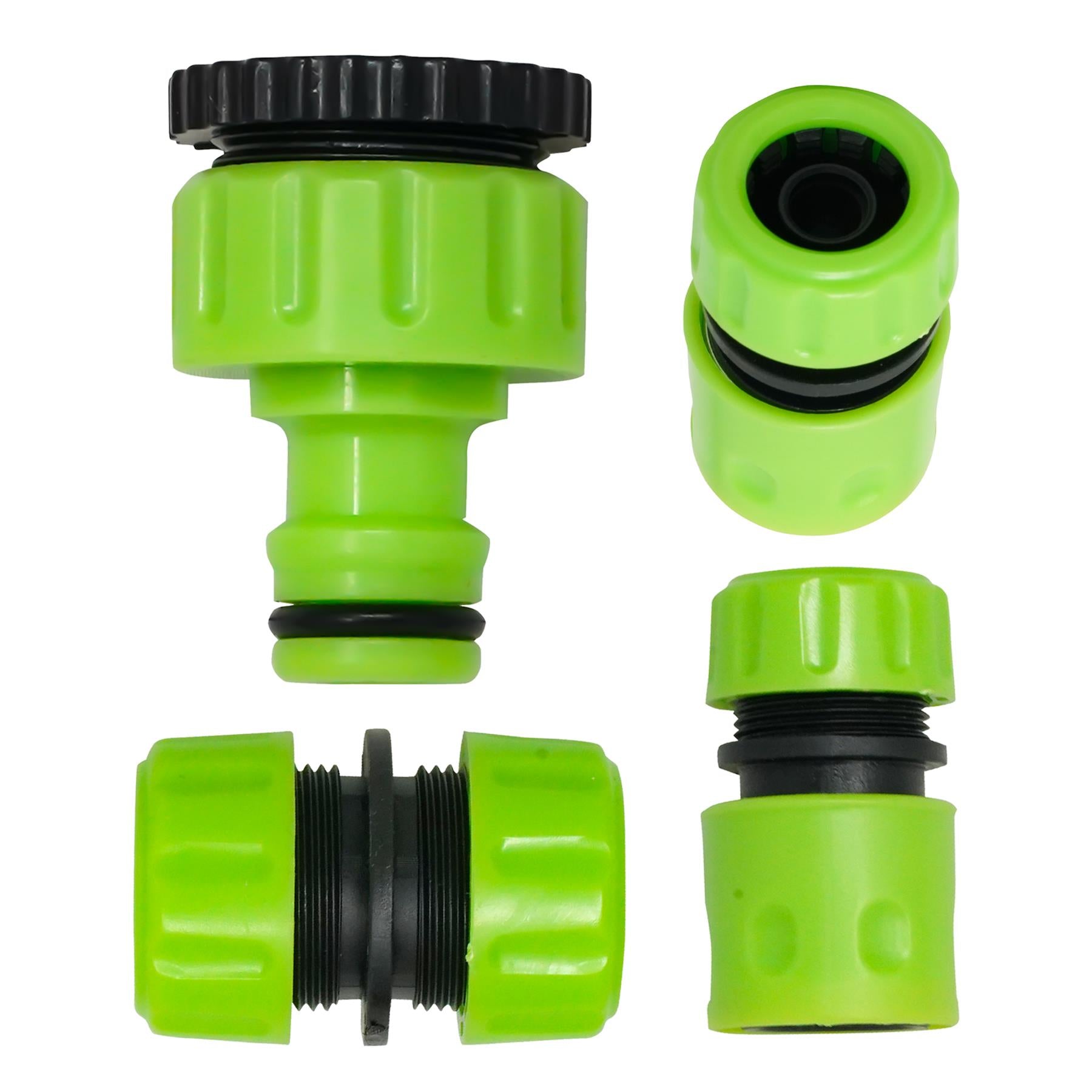 4PC Garden Hose Pipe Fitting Set Adaptor Joiner Waterstop Connectors 1/2", 3/4" By Dapetz
