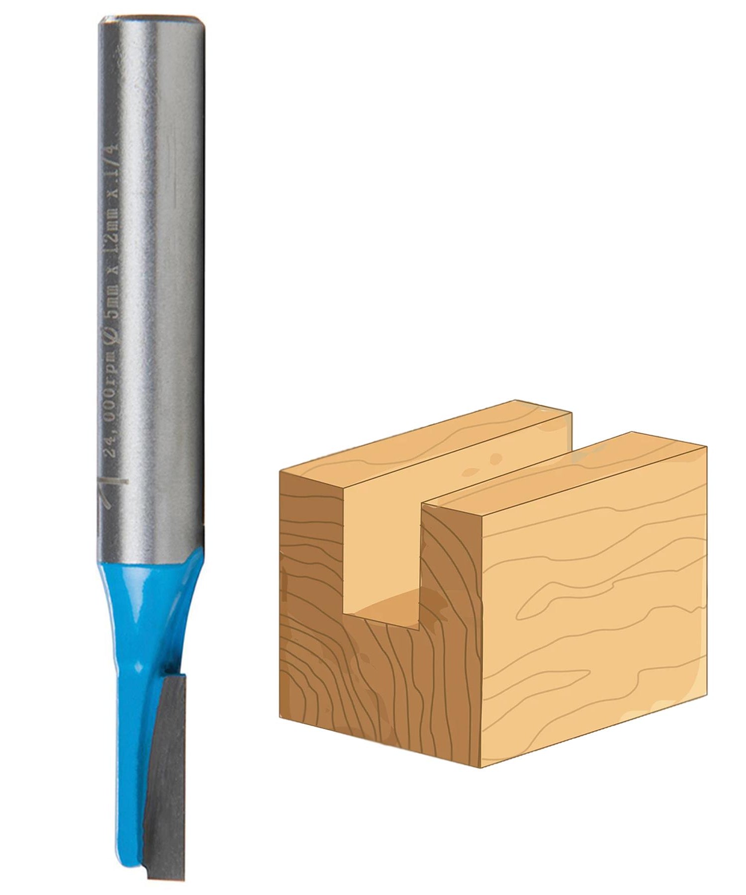 Straight 2 Flute Router Bit Cutter 1/4" Shank Carbide TCT Groove Metric 5 x 12mm