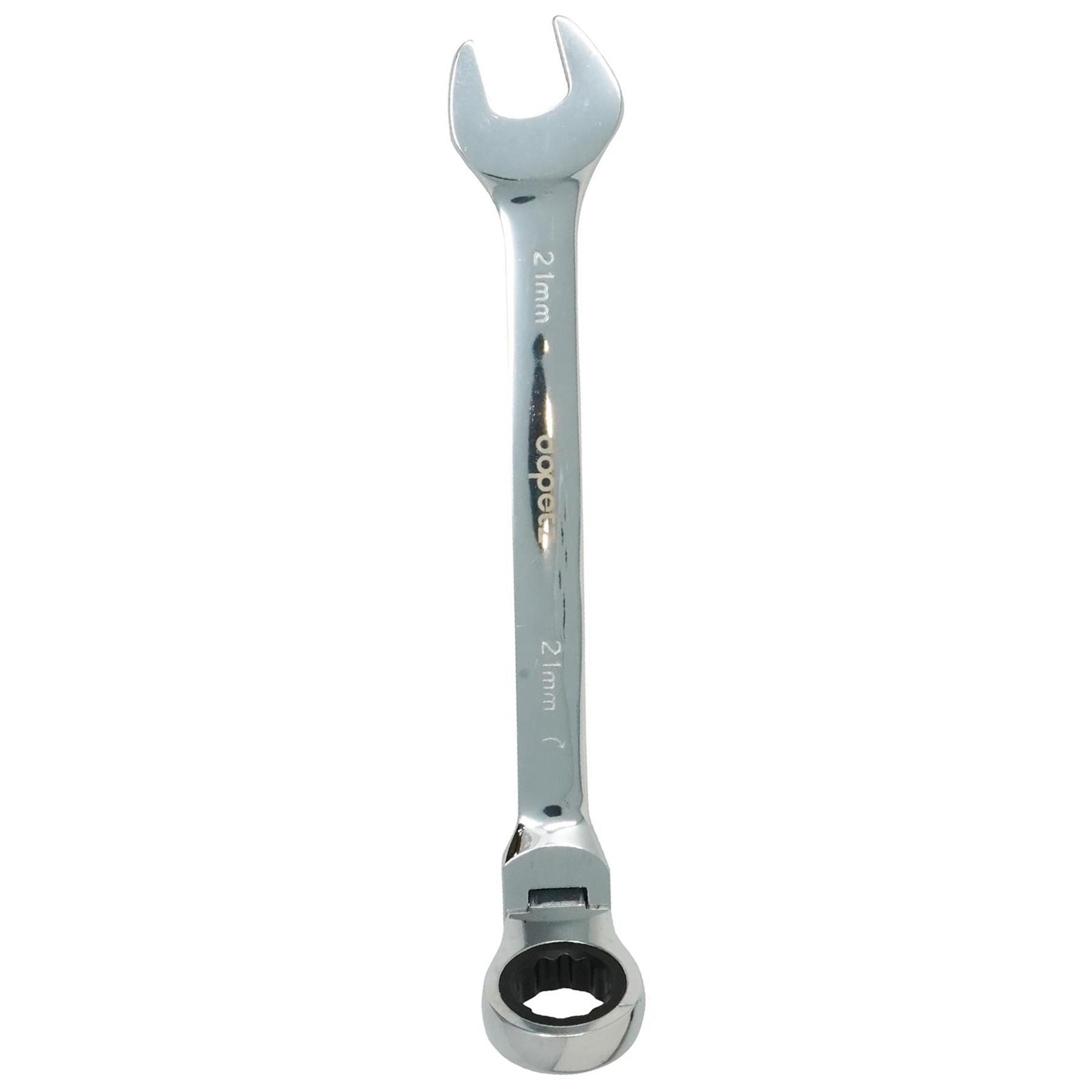 Flexible Head Ratchet Metric Spanner Open End & Ring Guaranteed 21mm By Dapetz - Dapetz