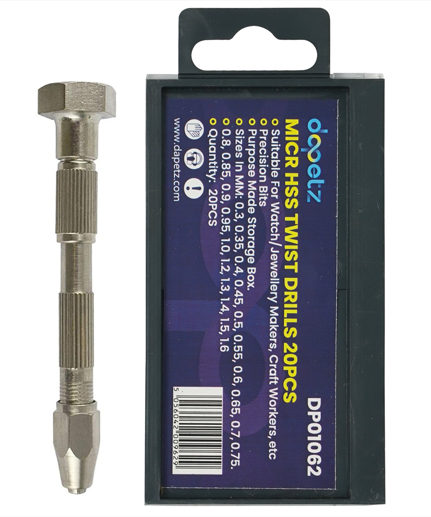 21pc Pin Vice Drill Set Mini Tiny Micro Hss Twist Bits 0.3-1.6mm Hand Tool Vise By Dapetz