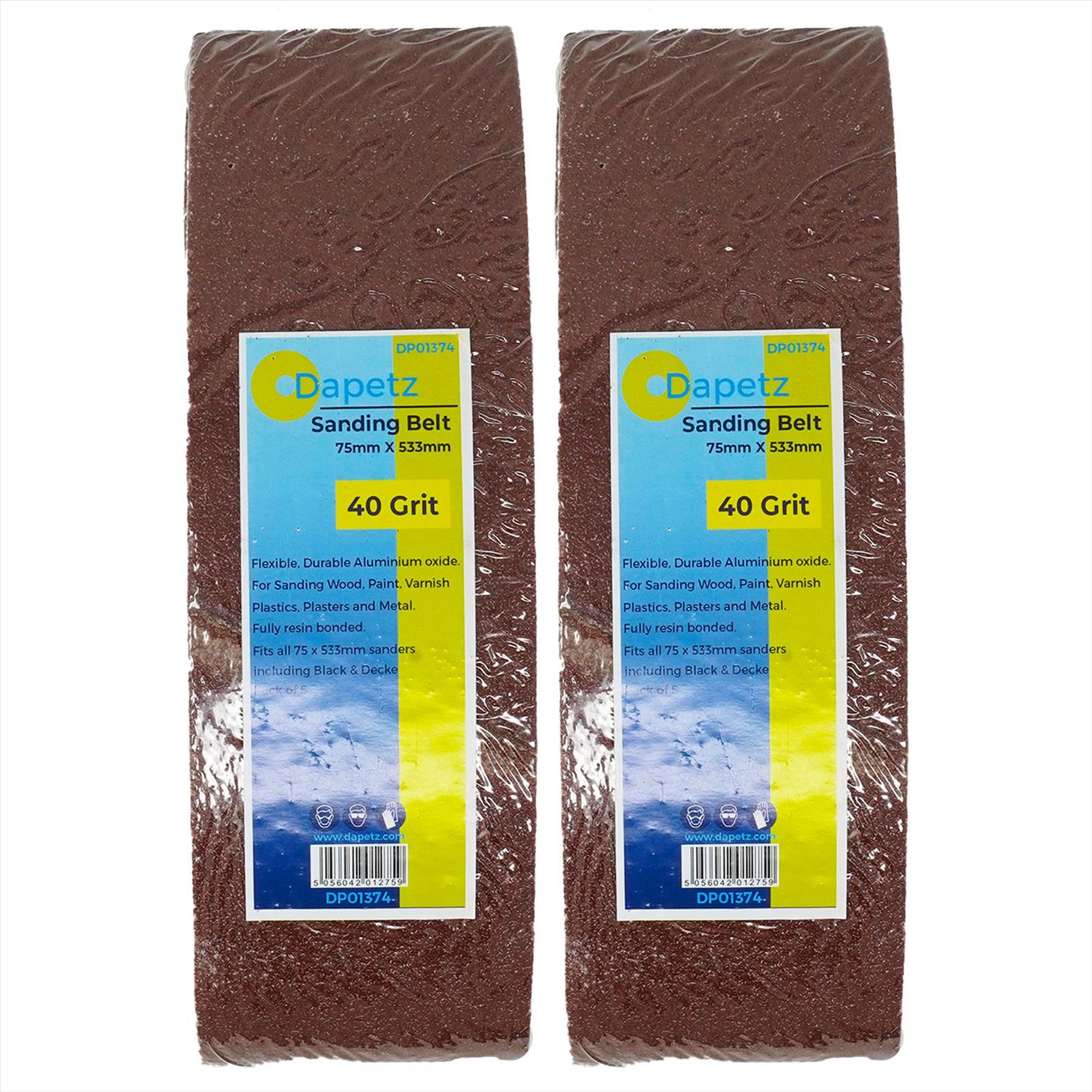 (Pack of 10) Sanding Belts 75mm x 533mm 40 Grit by Dapetz Sanders