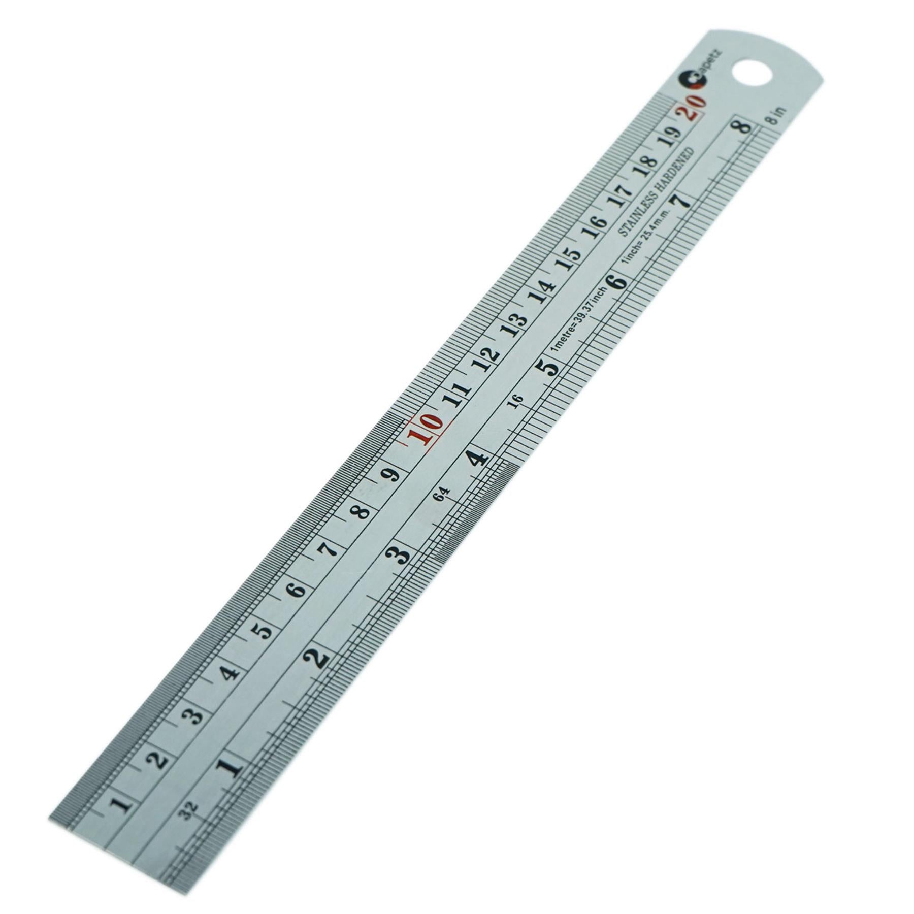 8" 20cm 200mm Stainless Steel Ruler Metal Rule Metric Imperial
