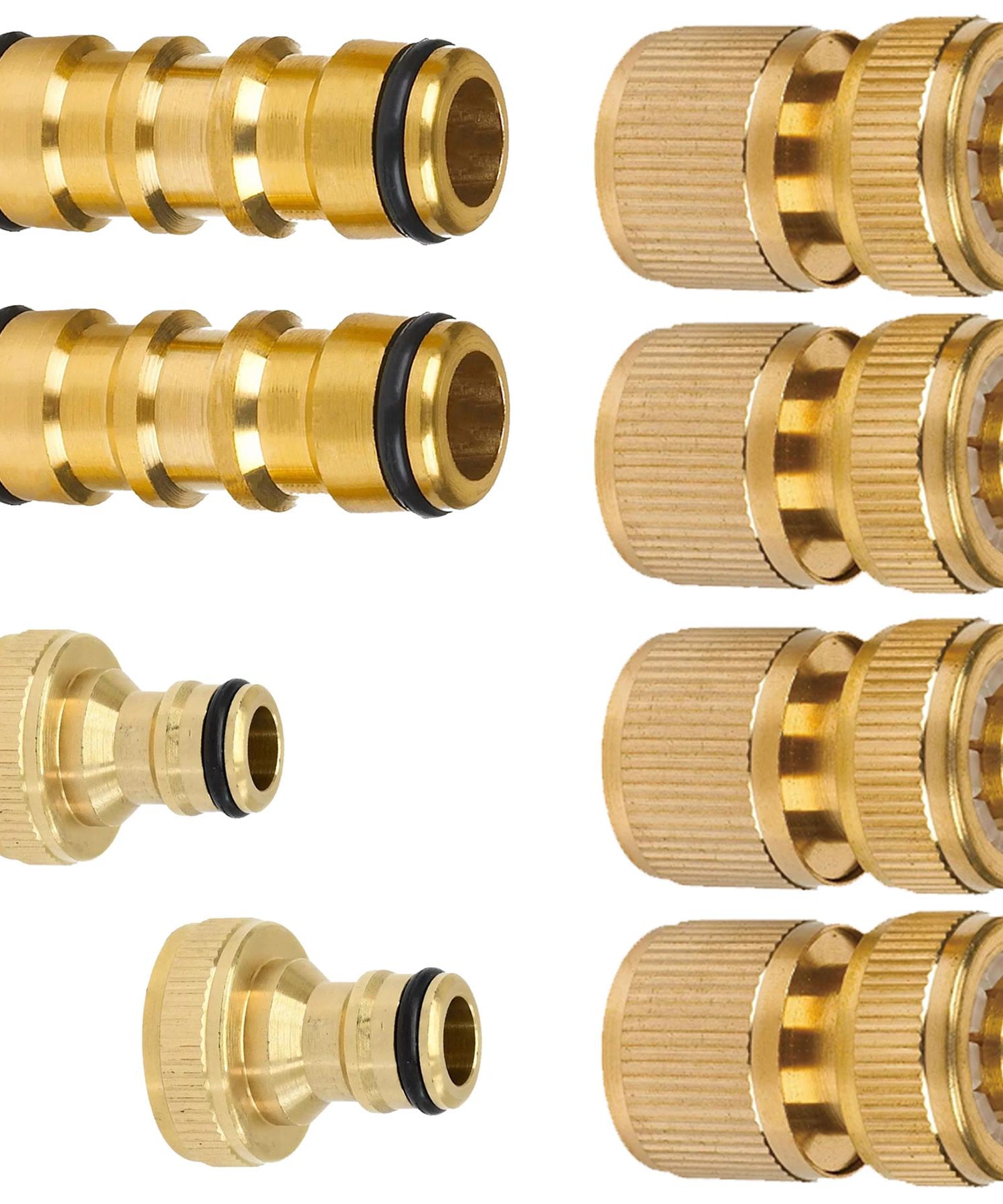 Brass Tap Connector 1/2" 3/4" Water Hose Pipe Adaptor Fitting Set Pack of 8