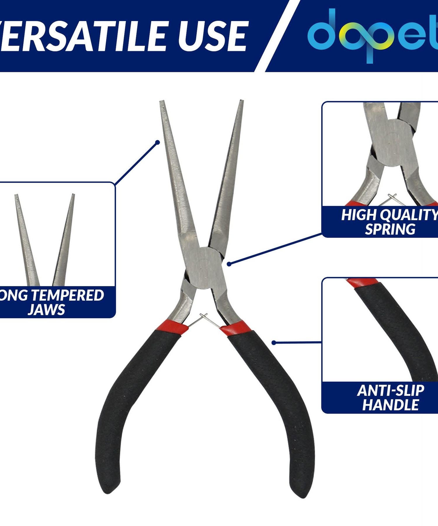 Mini Extra Long 150mm Needle Nose Pliers With Soft Grip Handle Hardened Steel By Dapetz