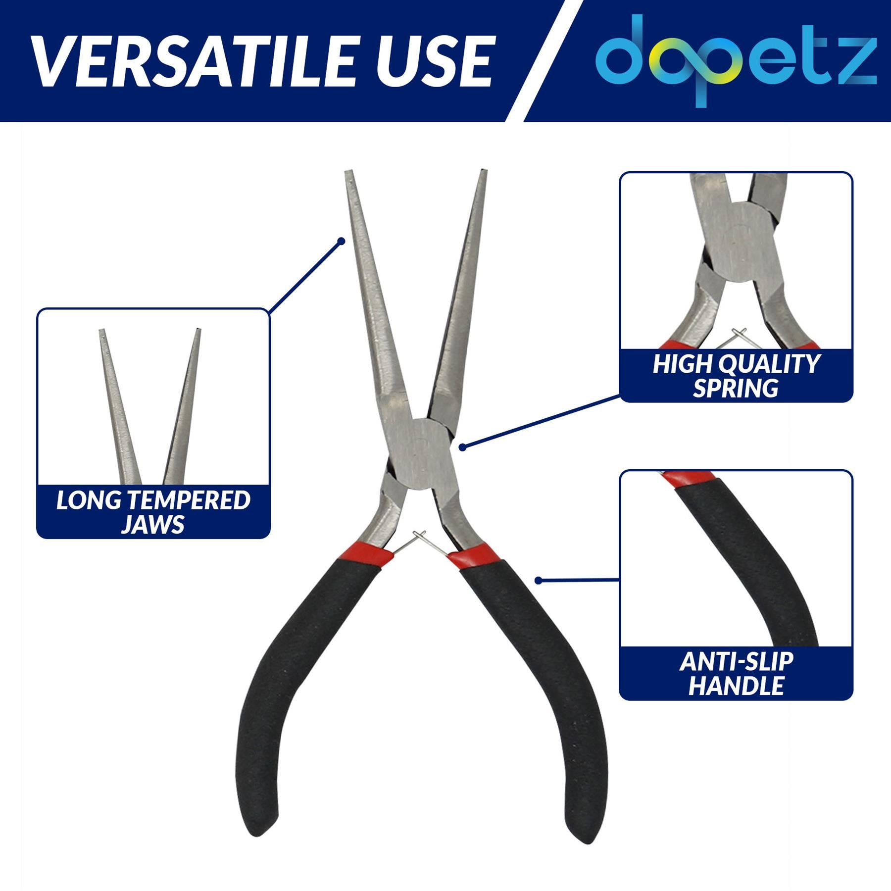 Mini Extra Long 150mm Needle Nose Pliers With Soft Grip Handle Hardened Steel By Dapetz