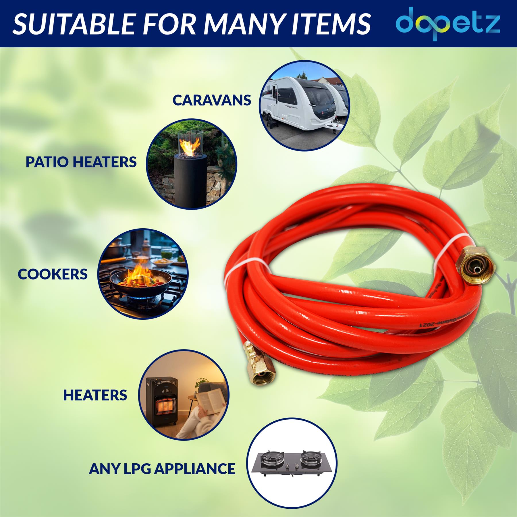 Gas Torch Hose Pipe 5 Meter Propane Brazing Roofing With G3/8 And W21.4 Fitting