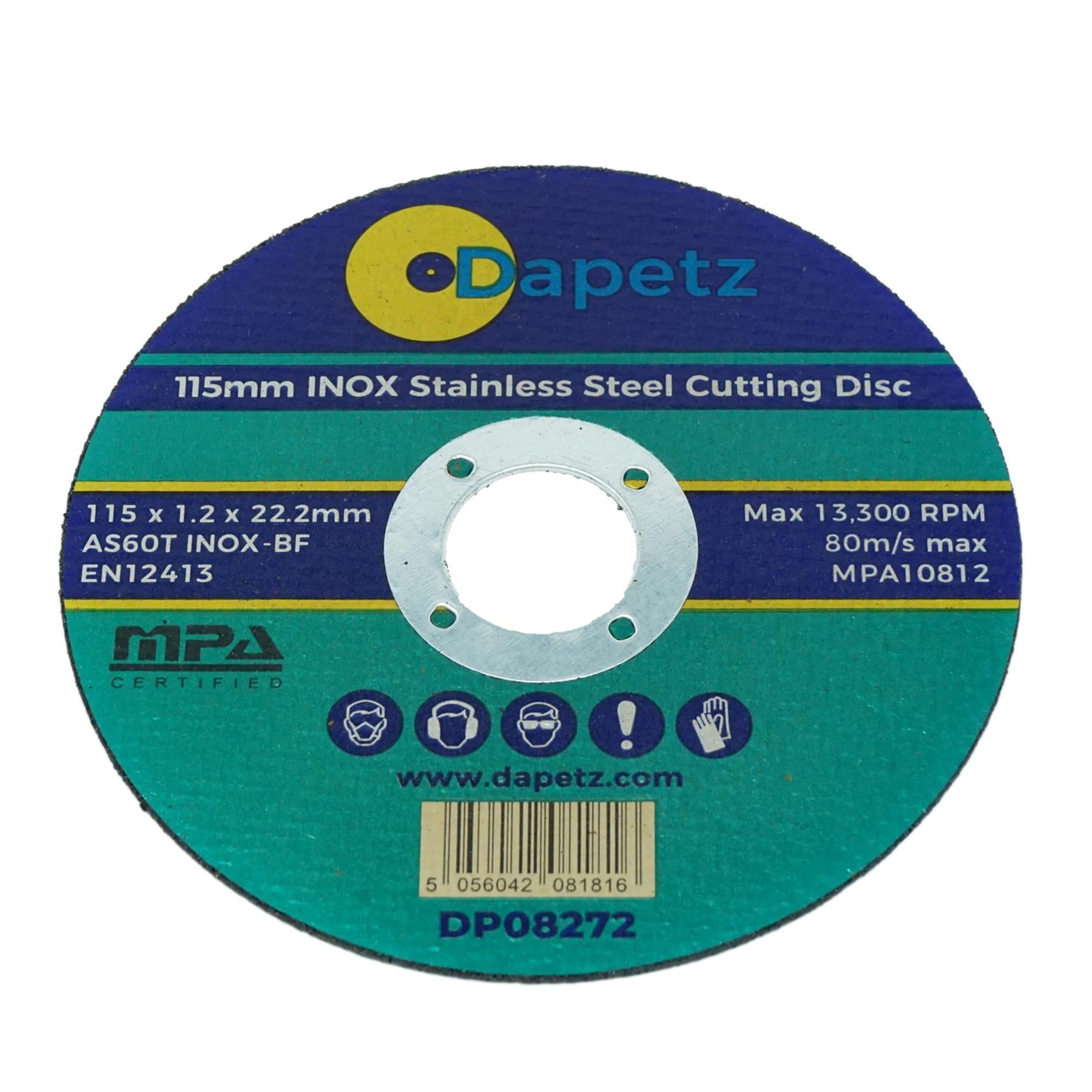 Cutting Disc For Metal Steel INOX Stainless 115mm Super Thin 1.2mm Blade 10 Pc By Dapetz