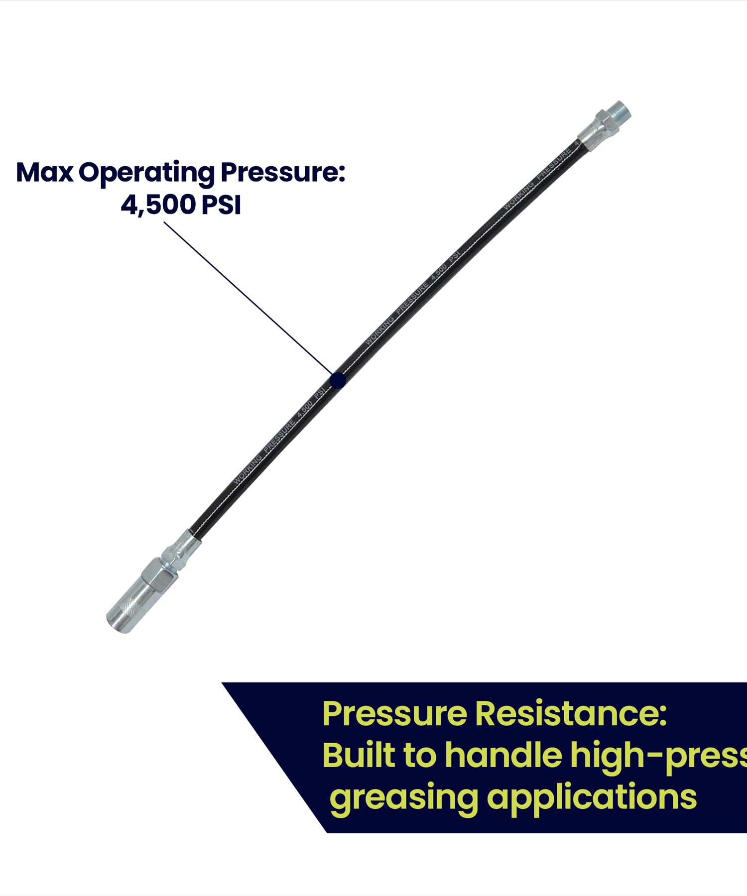 Delivery Hose Grease Gun Connector Flexible 300mm Long Chrome Plate Nozzle by Dapetz