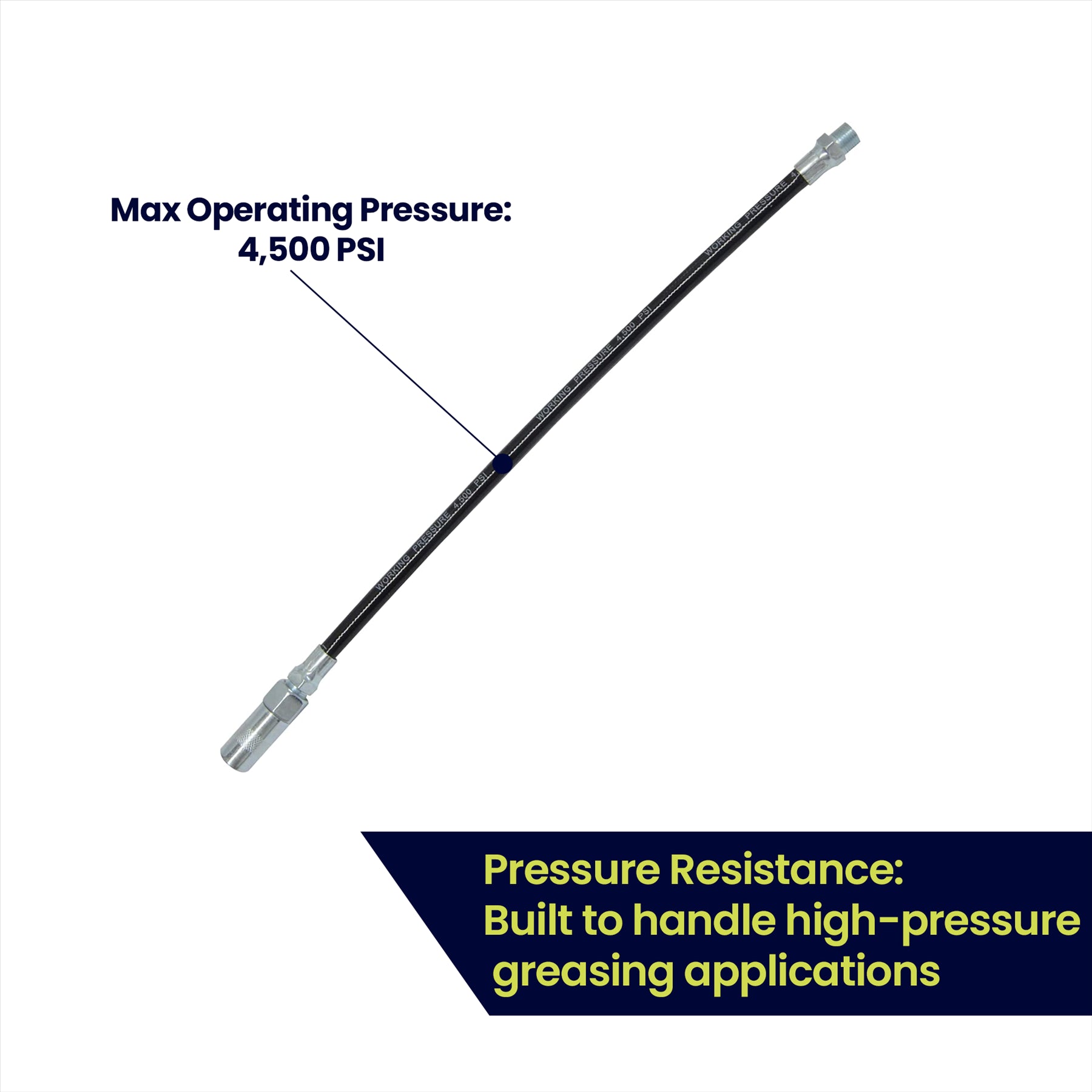 Delivery Hose Grease Gun Connector Flexible 300mm Long Chrome Plate Nozzle by Dapetz