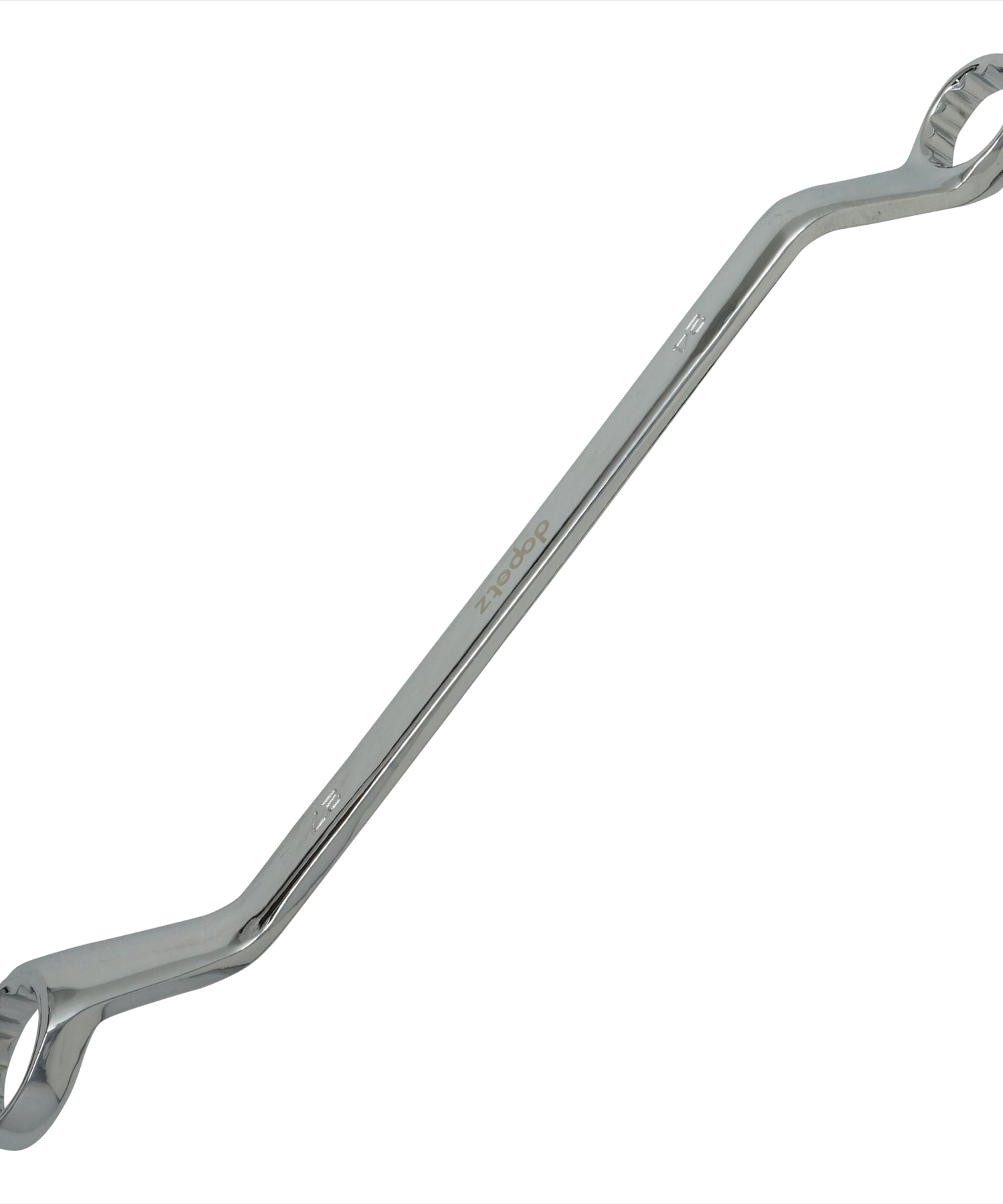 24mm - 27mm Deep Offset Bi-Hex Swan Neck Ring Spanner Wrench Metric Polished Crv