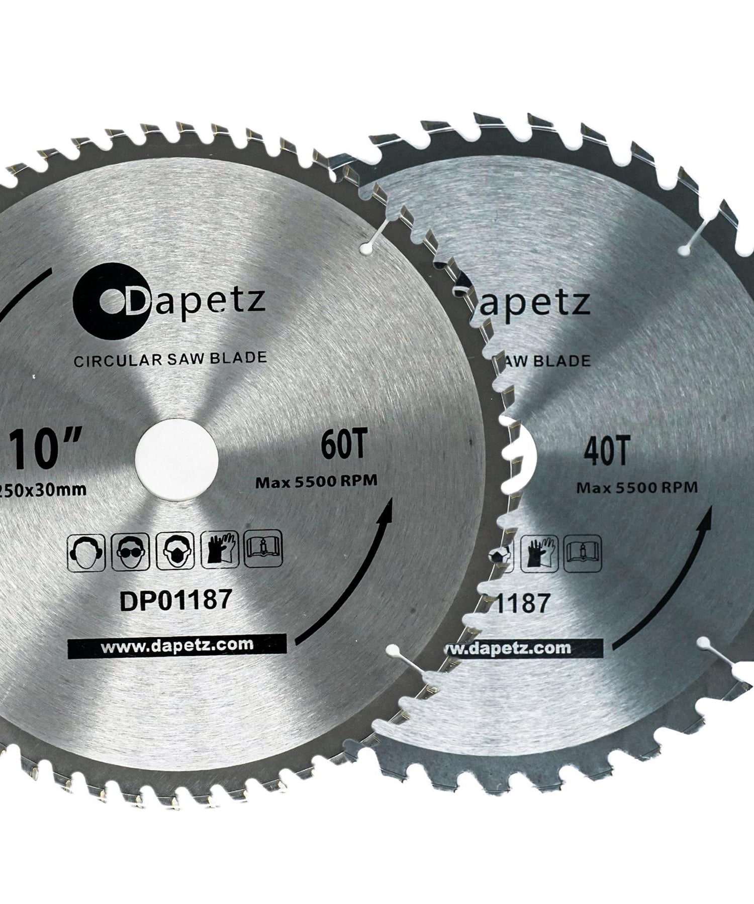 2x 250mm Tct Circular Wood Saw Blade 10" 40t & 60t Cutting Disc 30 Bore By Dapetz