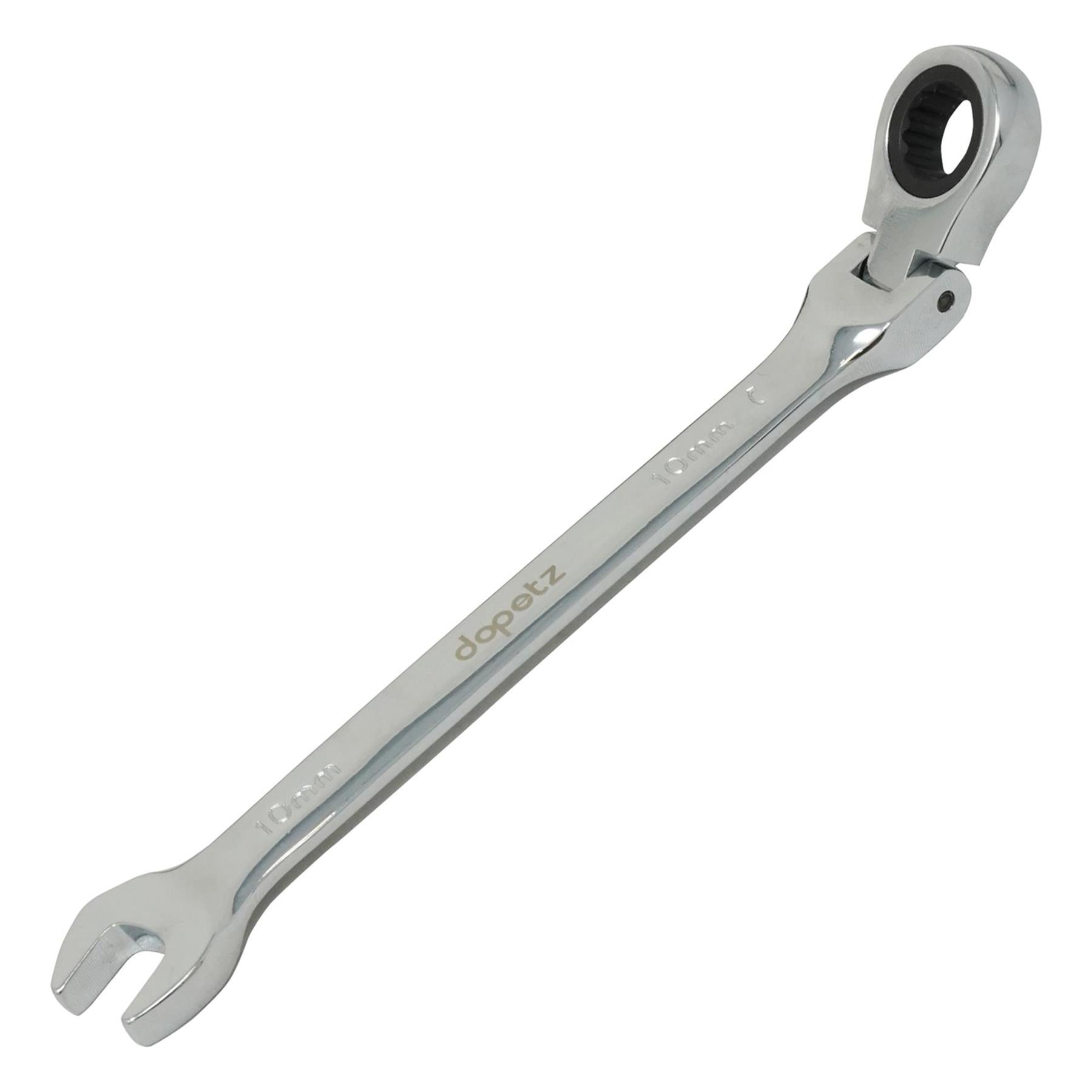10mm Flexible Head Ratchet Metric Spanner Open End & Ring Chrome Plated for Corrosion Resistance By Dapetz