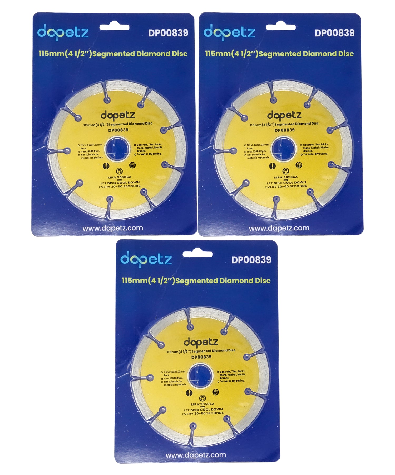 3x 115mm 4.5" Diamond Angle Grinder Grinding Stone Brick Concrete Cutting Disc 3