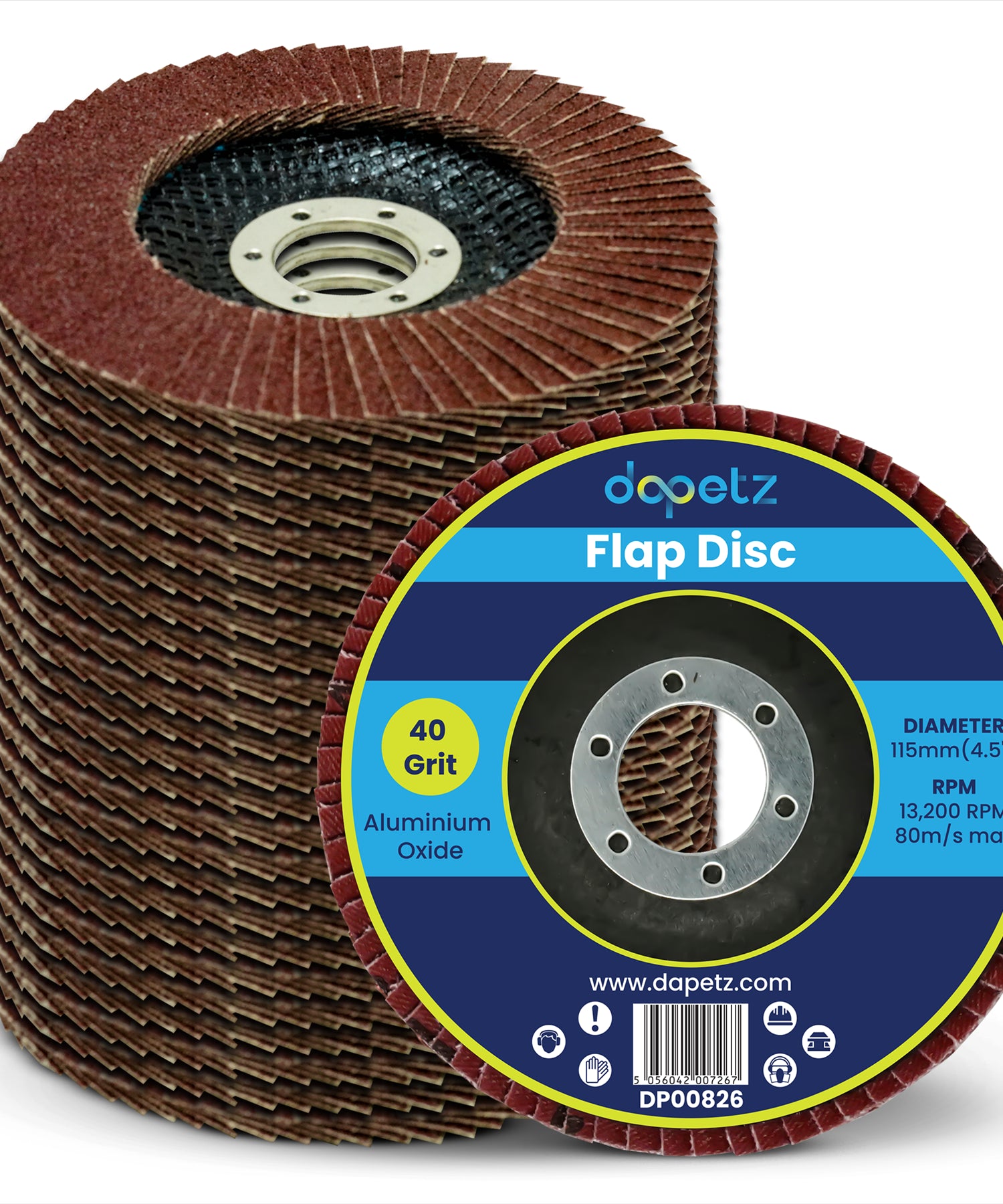 25x Flap Discs 115mm Sanding 40 Grit Grinding Wheels Disc 4.5" Aluminium Oxide By Dapetz