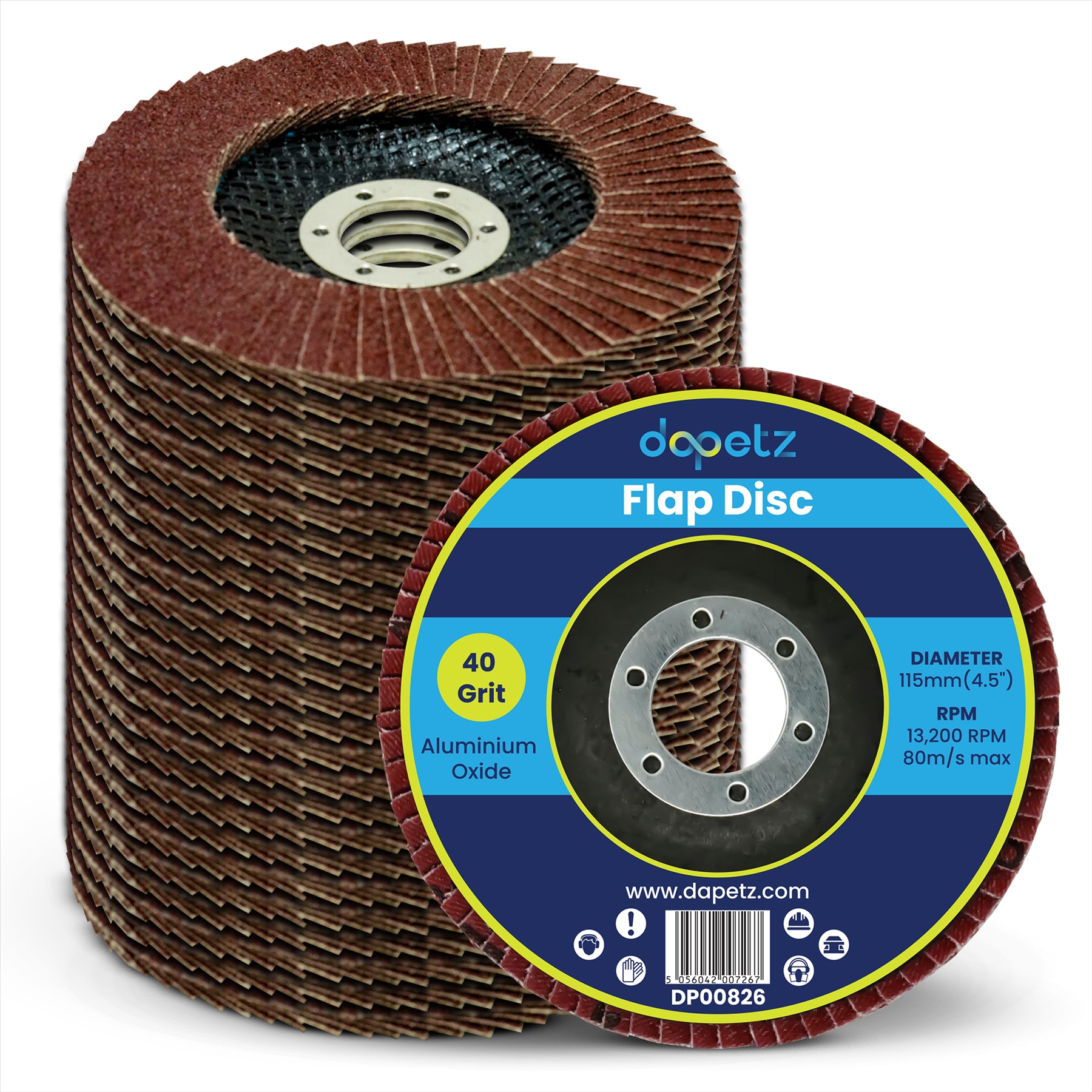 25x Flap Discs 115mm Sanding 40 Grit Grinding Wheels Disc 4.5" Aluminium Oxide By Dapetz