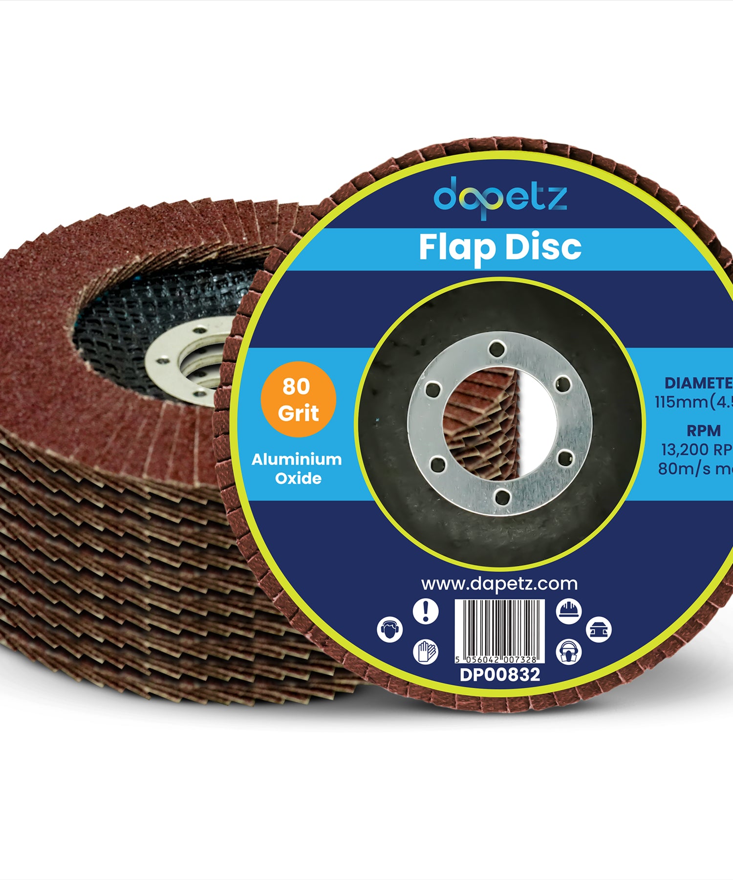 (Pack of 10 ) Angle Grinder Aluminium Oxide FLAP DISCS Grinding Wheel 115mm 4.5'' 80 Grit by Daptez